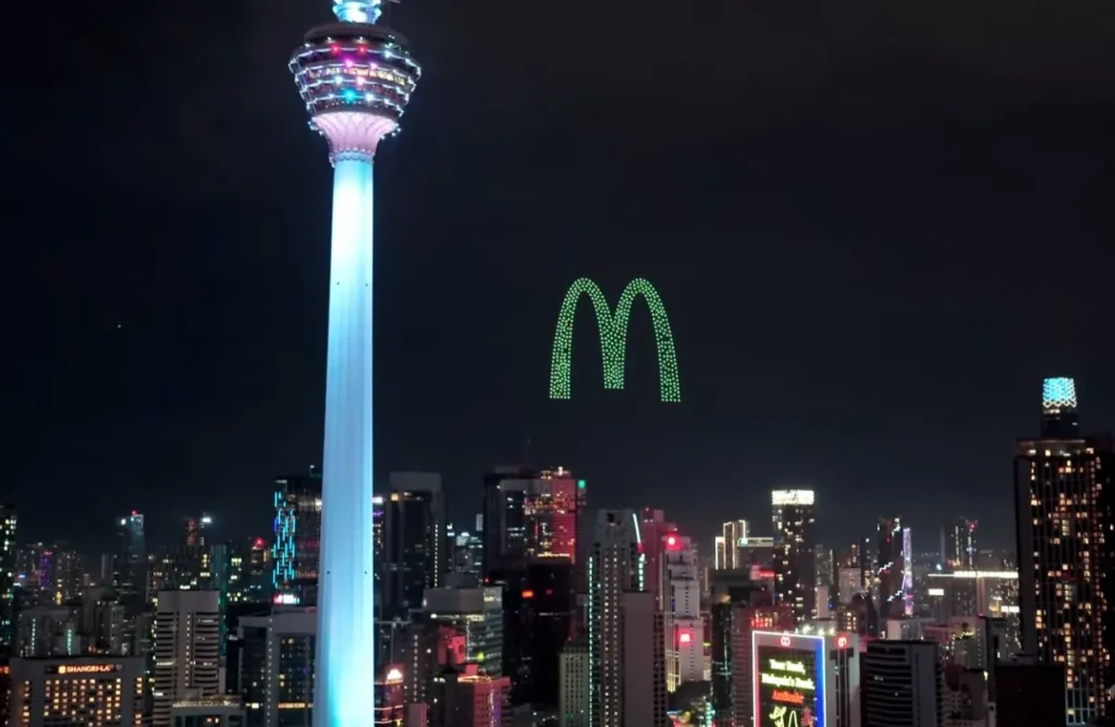 McDonald's drone light show with KL Tower view, Kuala Lumpur, Malaysia