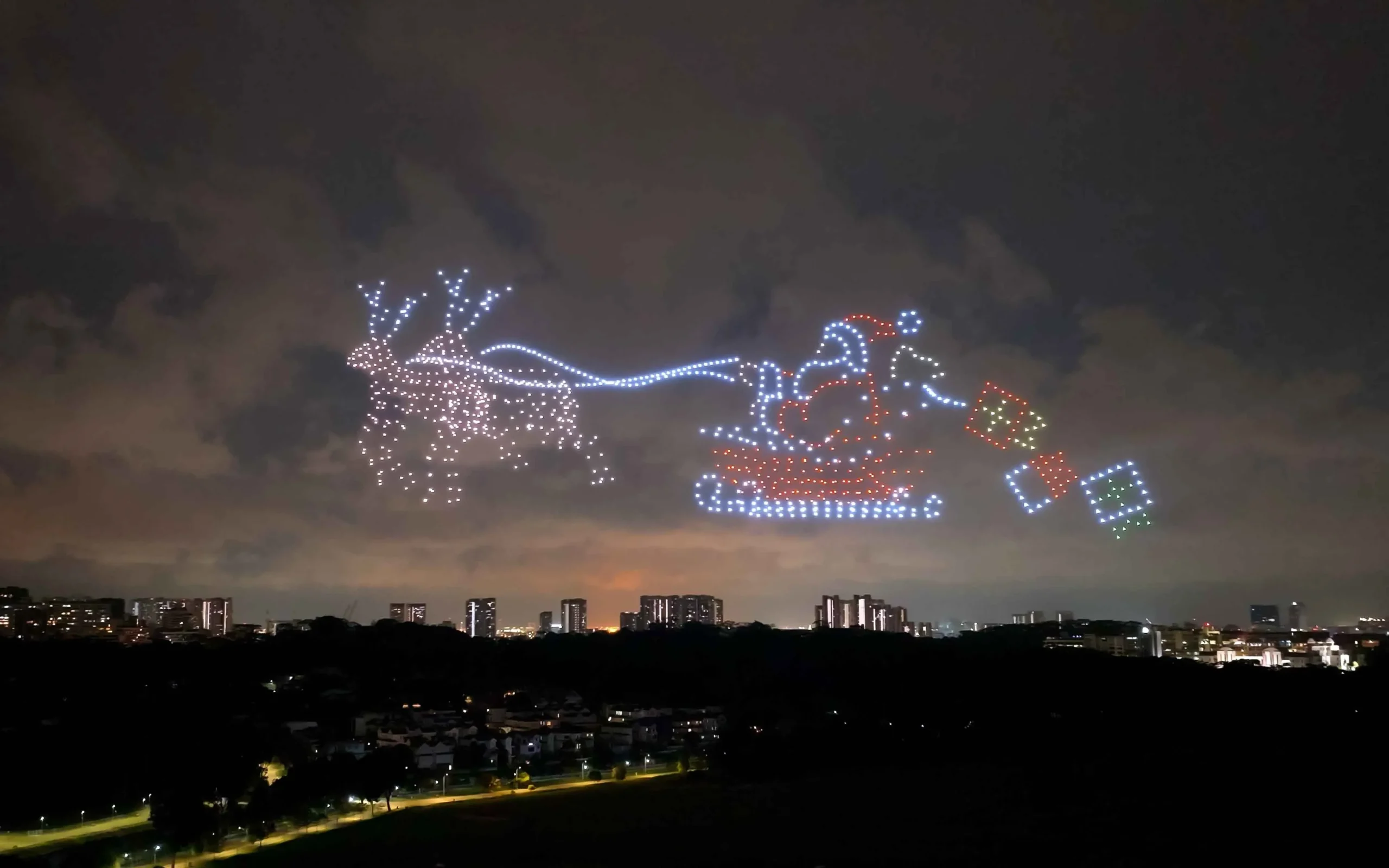 Christmas celebration drone light show in Singapore with 1000 drones