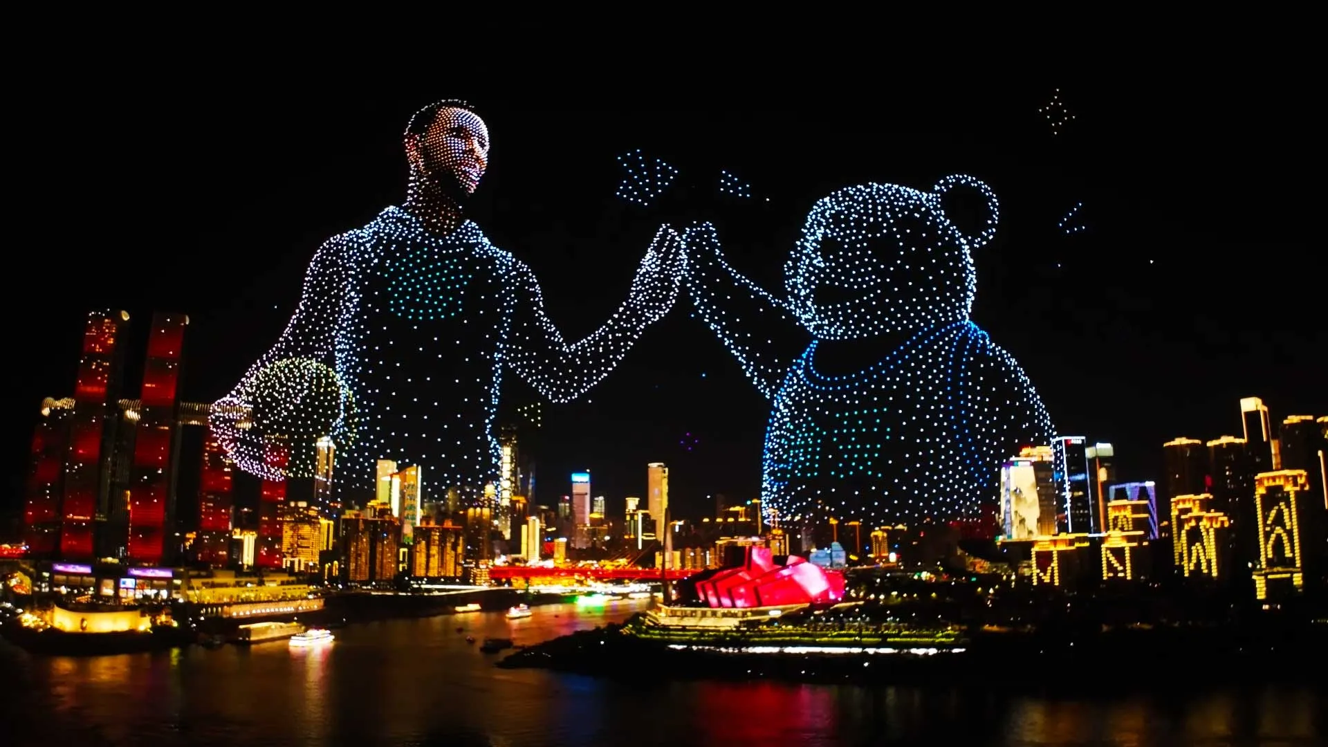 NBA Superstar Stephen Curry portrait formed by 5,000 drones during a high-profile brand tour in China| MIRS Innovate Drone Light Show