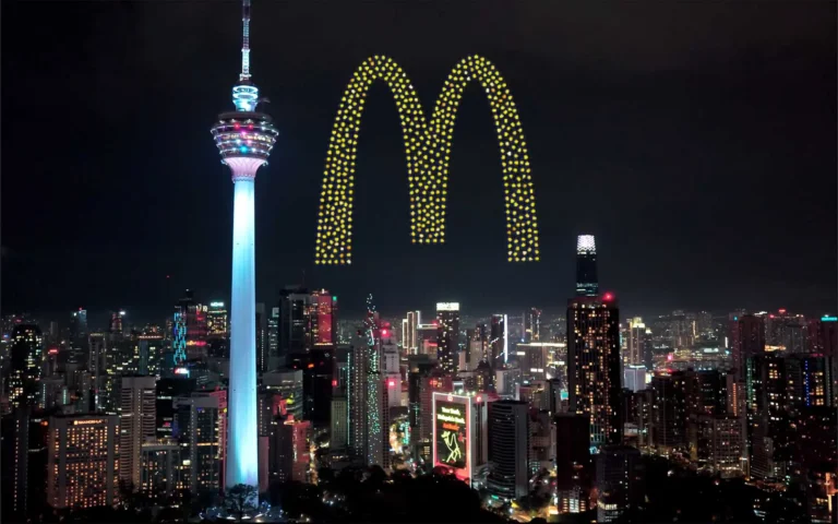 Drone formation over Kuala Lumpur for a Malaysia corporate brand launch