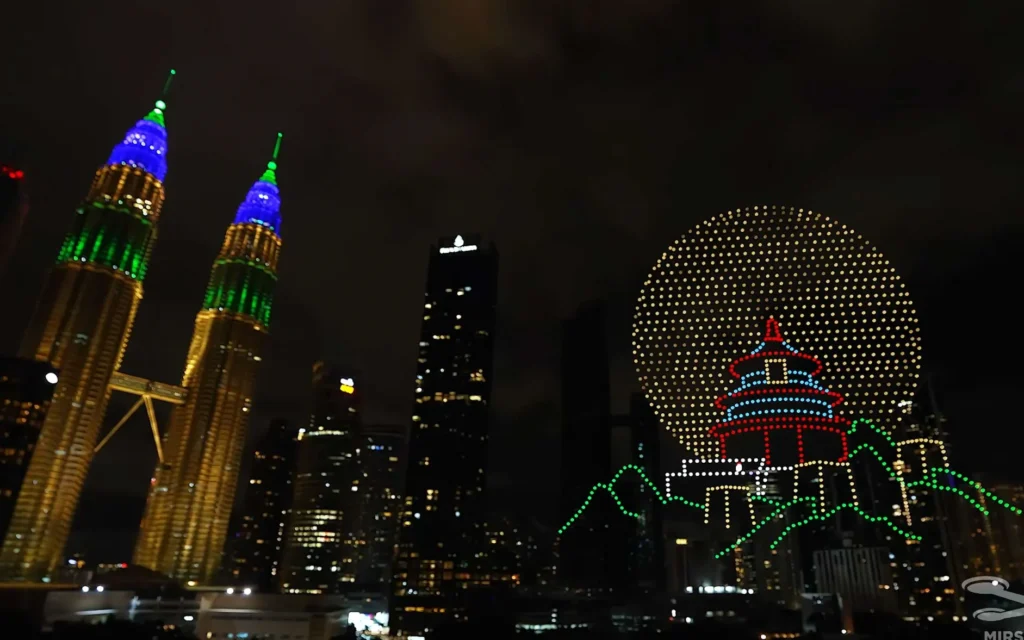 Lunar New Year drone light show near KL Tower, Malaysia — 1,200 drones