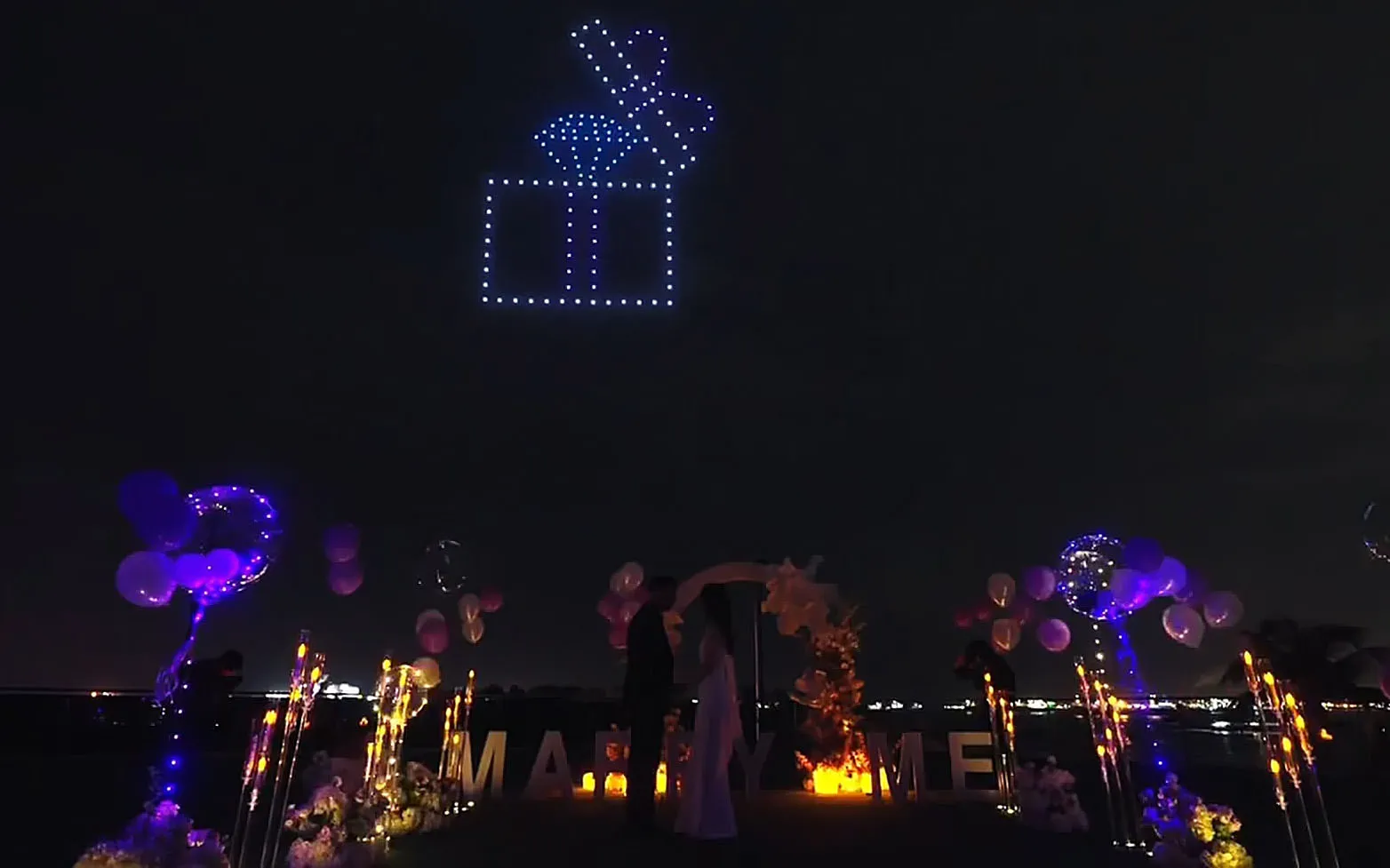 Wedding Proposal Drone Light Show Singapore Gardens by the Bay — 150 Drones | MIRS Drone Show