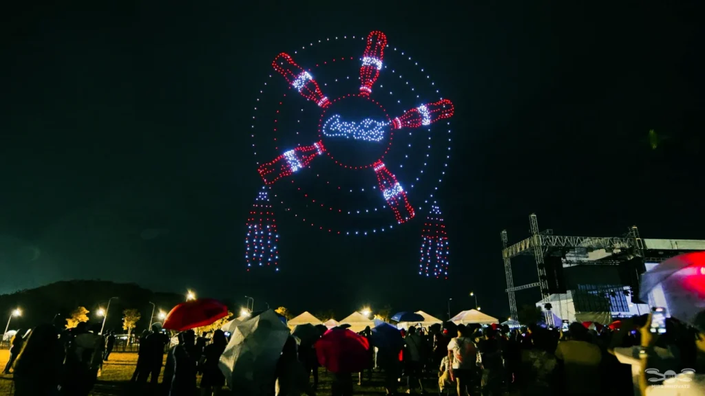 Coca-Cola bottle drone formation above Nuvali, Santa Rosa, Laguna, Philippines