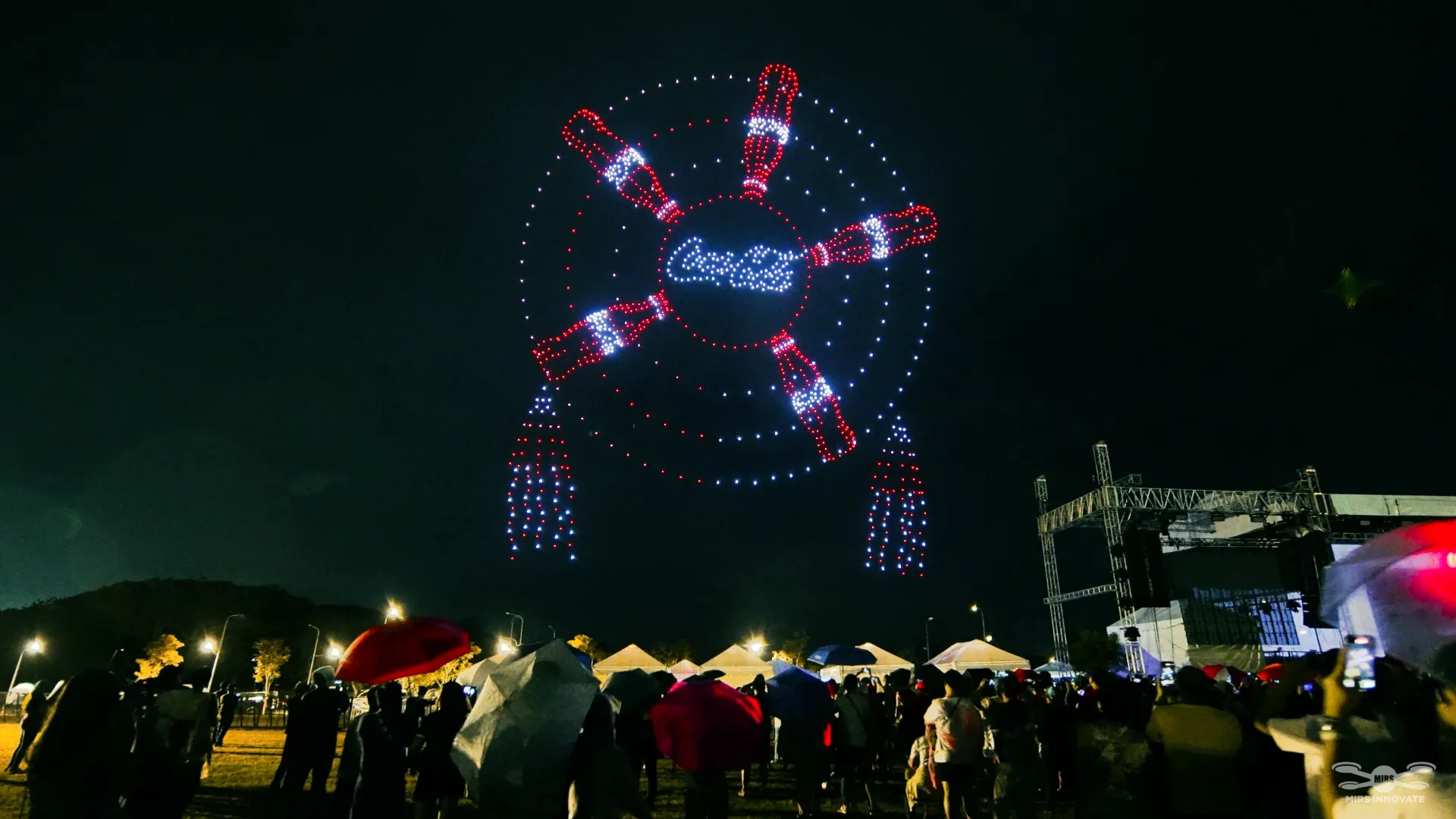 Coca-Cola bottle drone formation above Nuvali Santa Rosa Laguna Philippines 2024