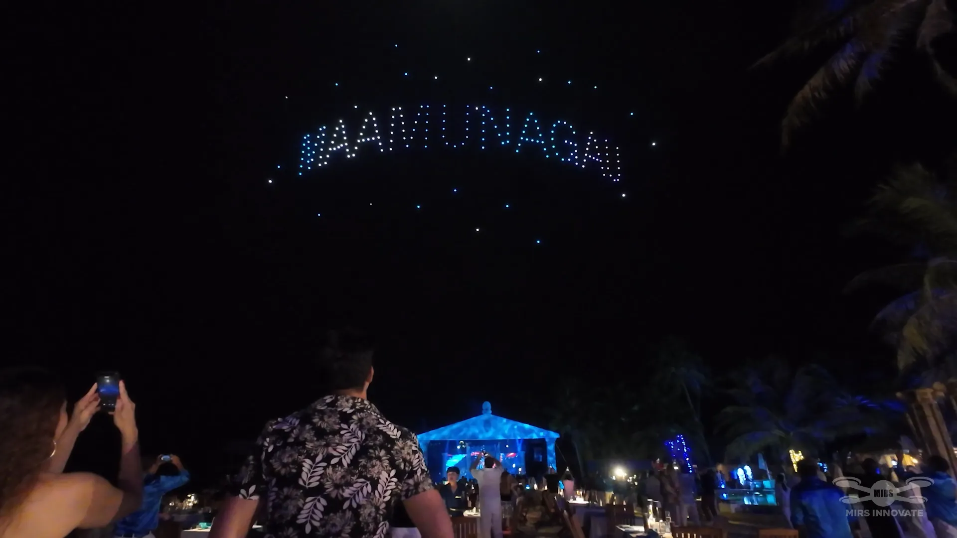 Maamunagau Resort logo drone formation at InterContinental Maldives drone light show