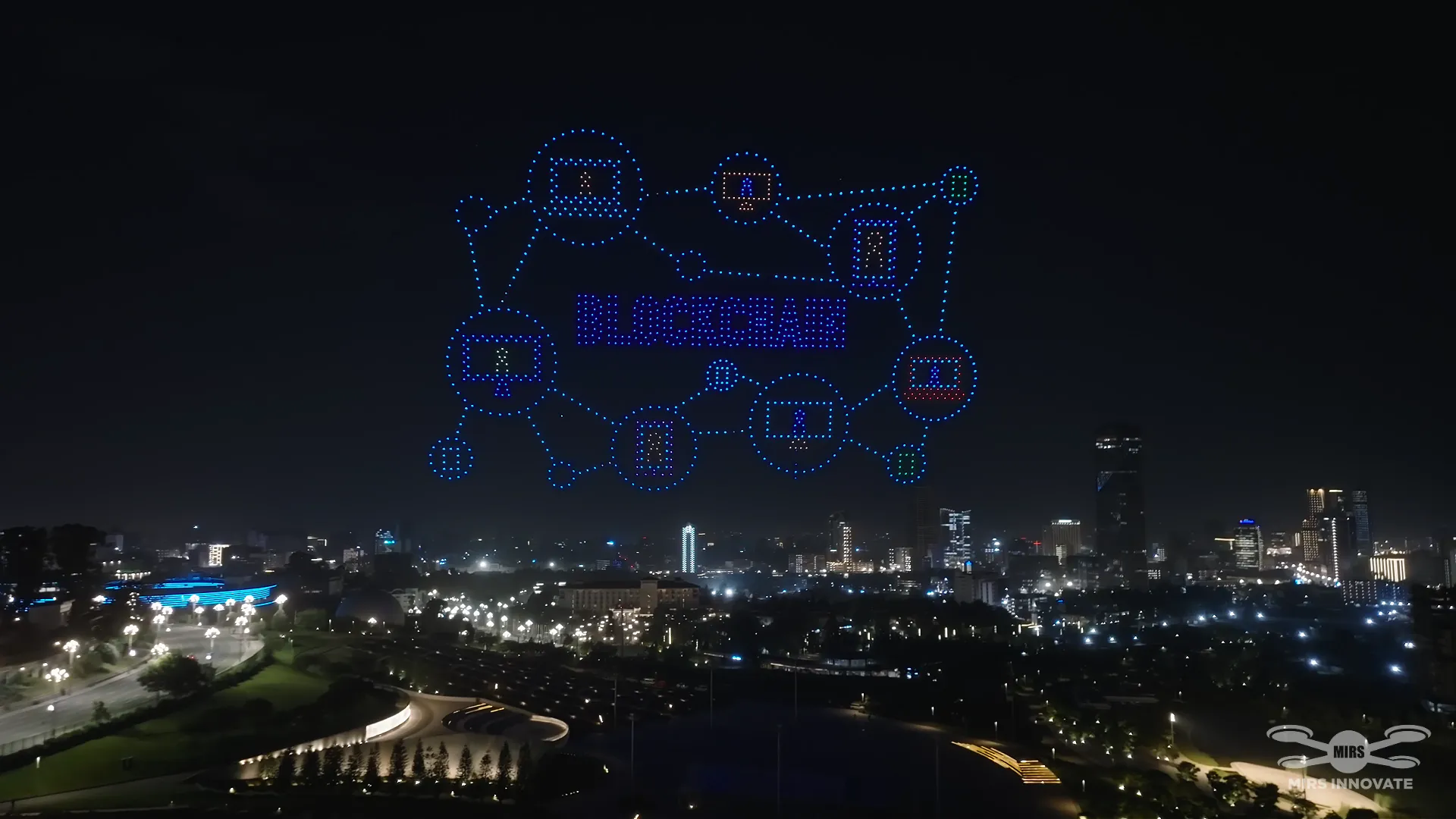 Connected technology network drone formation at Digital Africa ETEX drone light show in Ethiopia