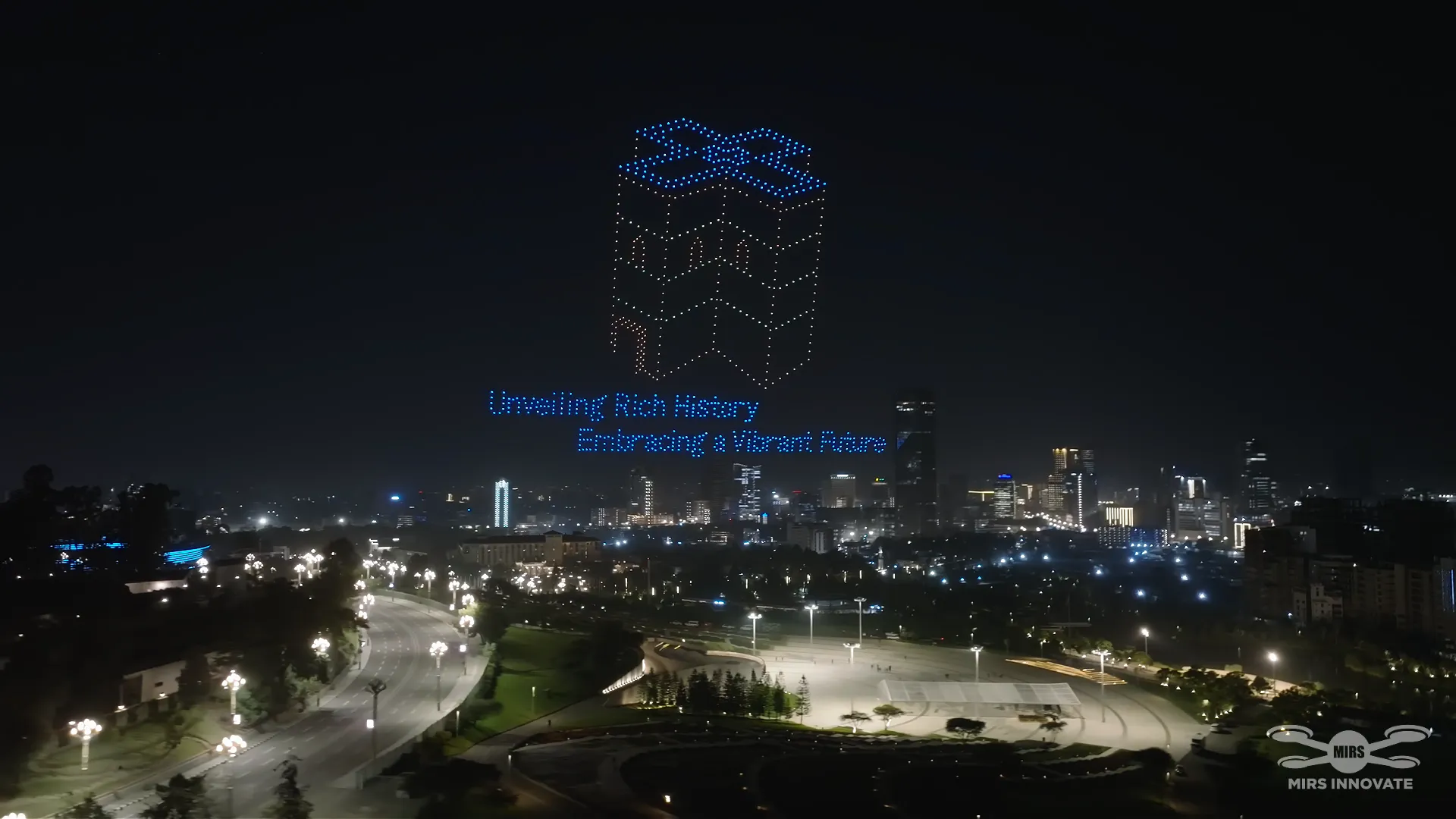 Digital economy drone formation at Digital Africa ETEX drone light show in Ethiopia