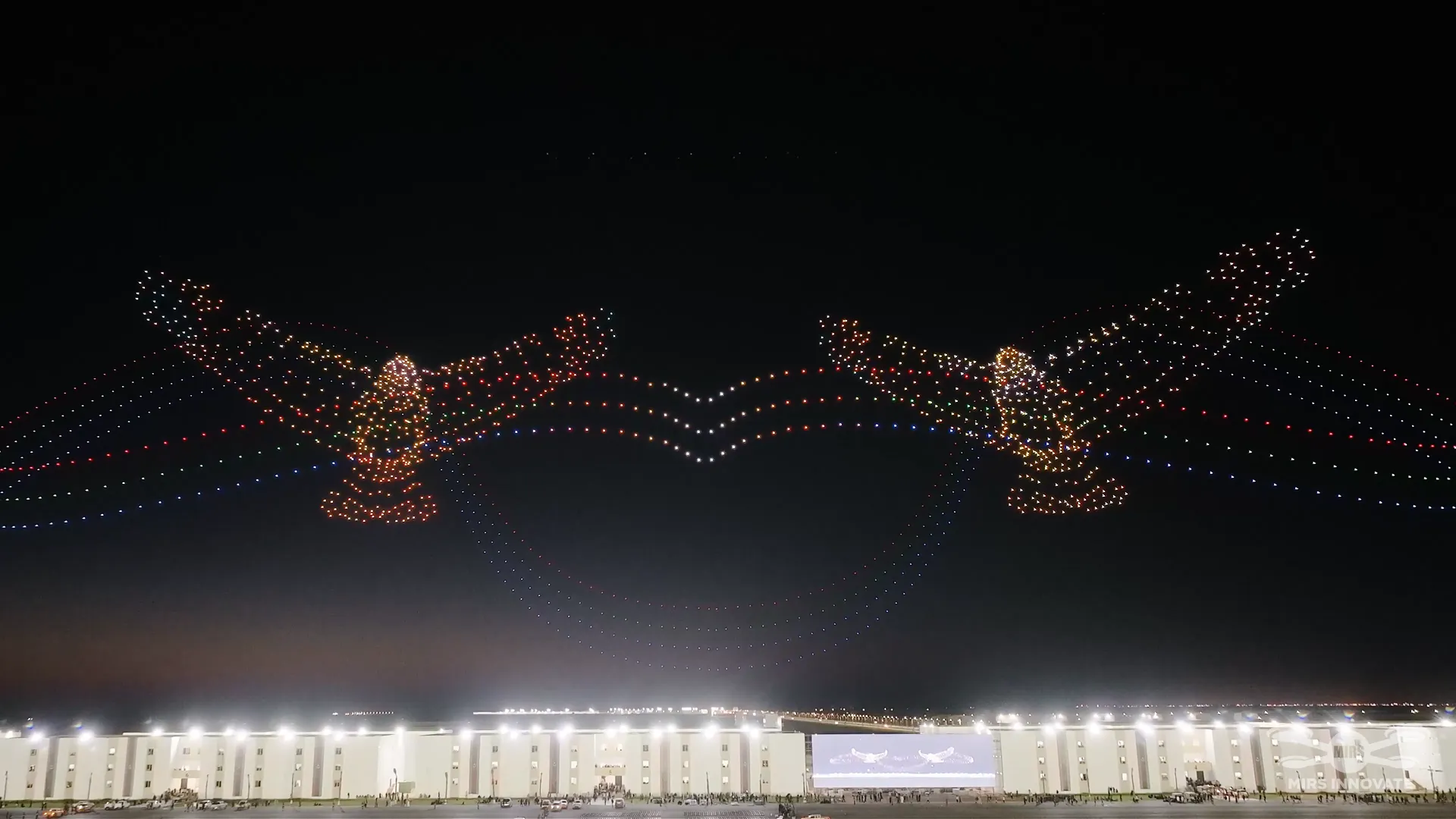 Twin eagle drone formation during Libya Military Parade drone show
