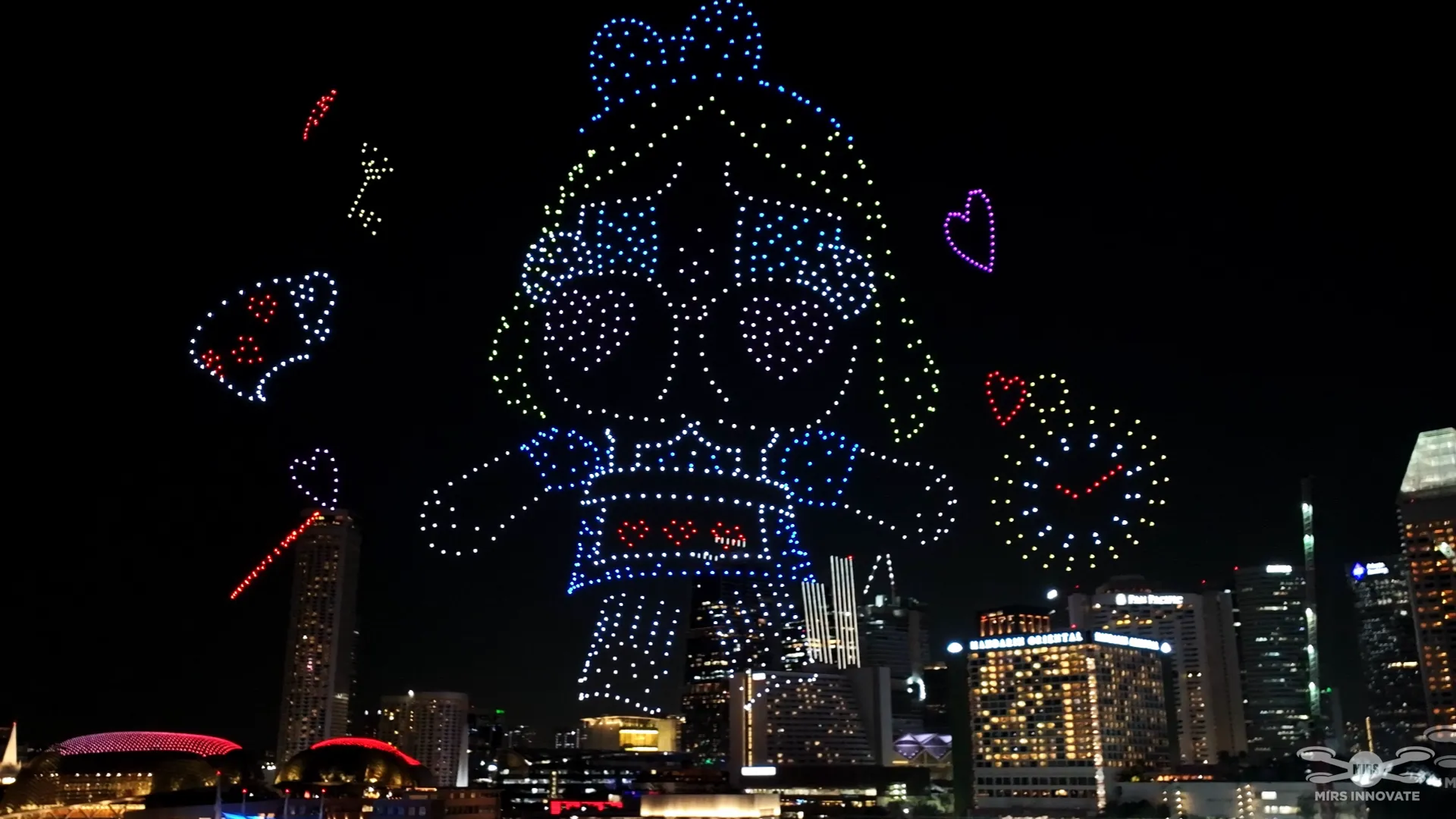 POPMART CRYBABY Drone Formation Singapore Night Sky