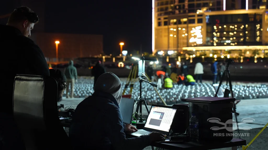 MIRS team monitoring a drone launch site and aircraft grid before a show in Bahrain