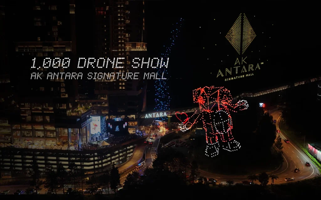 1,000-drone light show at 5,200 ft for the Antara Mall grand launch, Genting Highlands, Malaysia