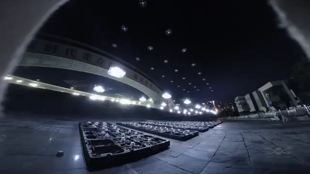 300 drones staged on harbour foreshore for night launch — Socrates app launch drone light show, Sydney, Australia
