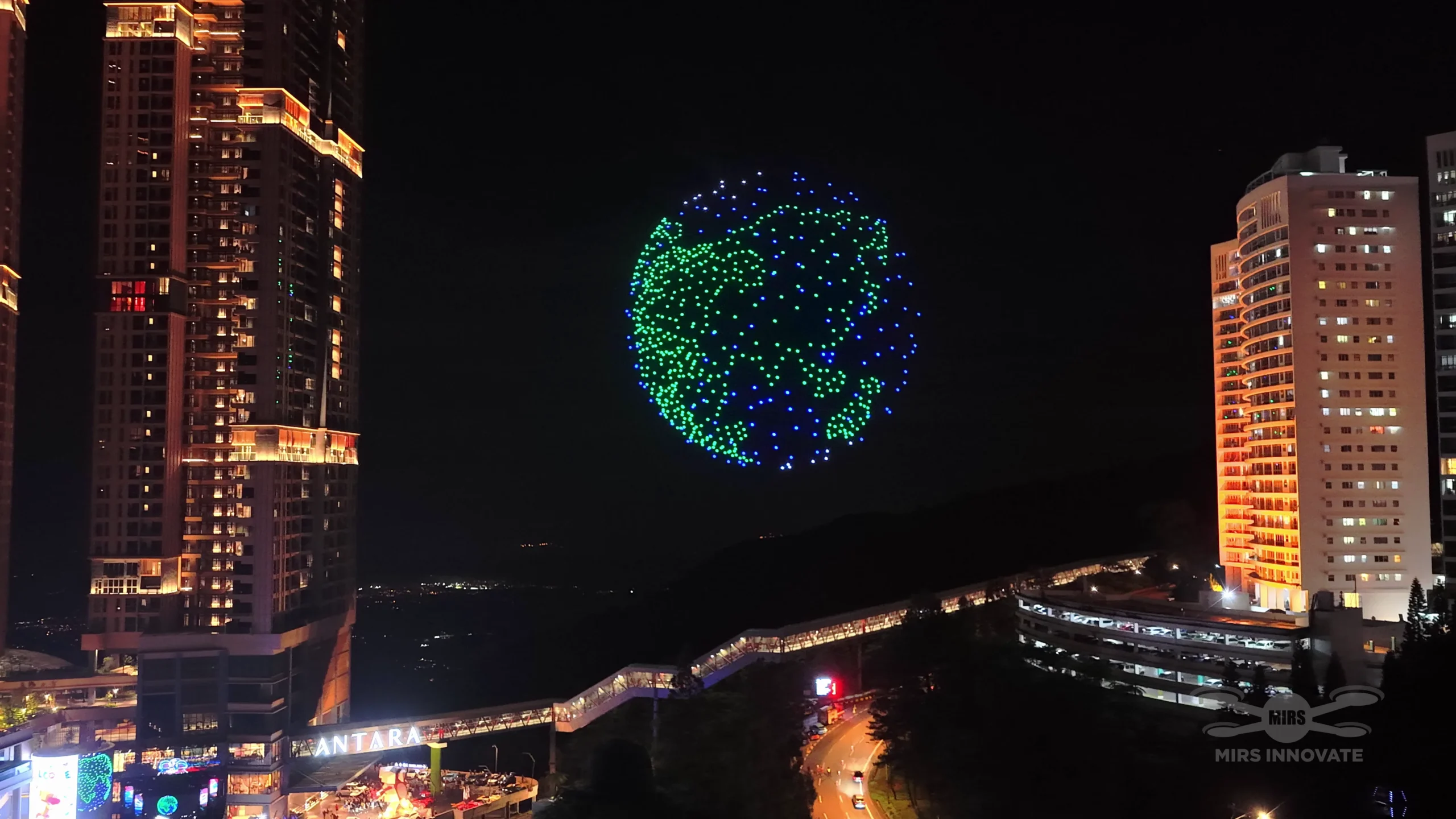 Earth globe drone formation at the Antara Mall grand launch, Genting Highlands, Malaysia