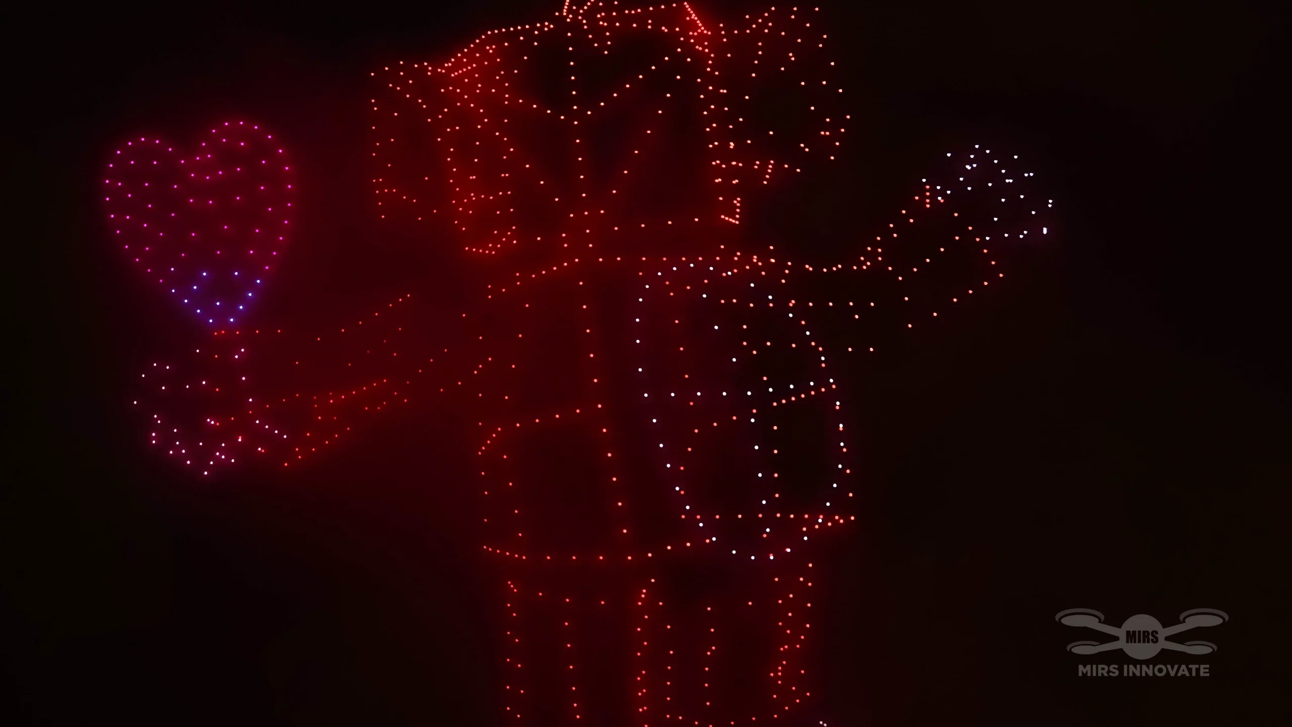 Robot character heart drone formation close-up, Antara Mall Genting Highlands Malaysia — MIRS Drone Show