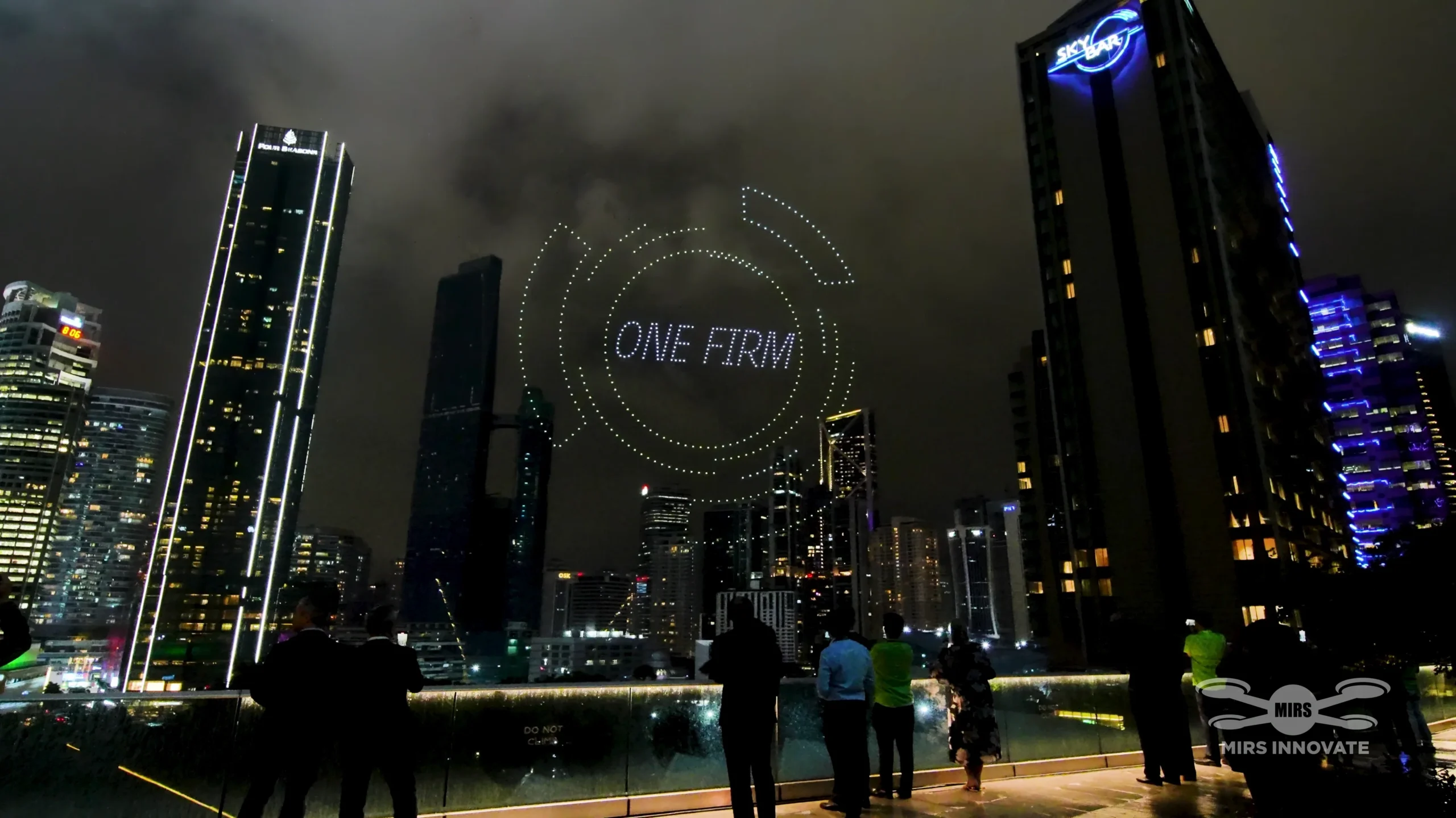 ONE FIRM drone formation in 500-drone display above Kuala Lumpur skyline for Deloitte 25th Anniversary