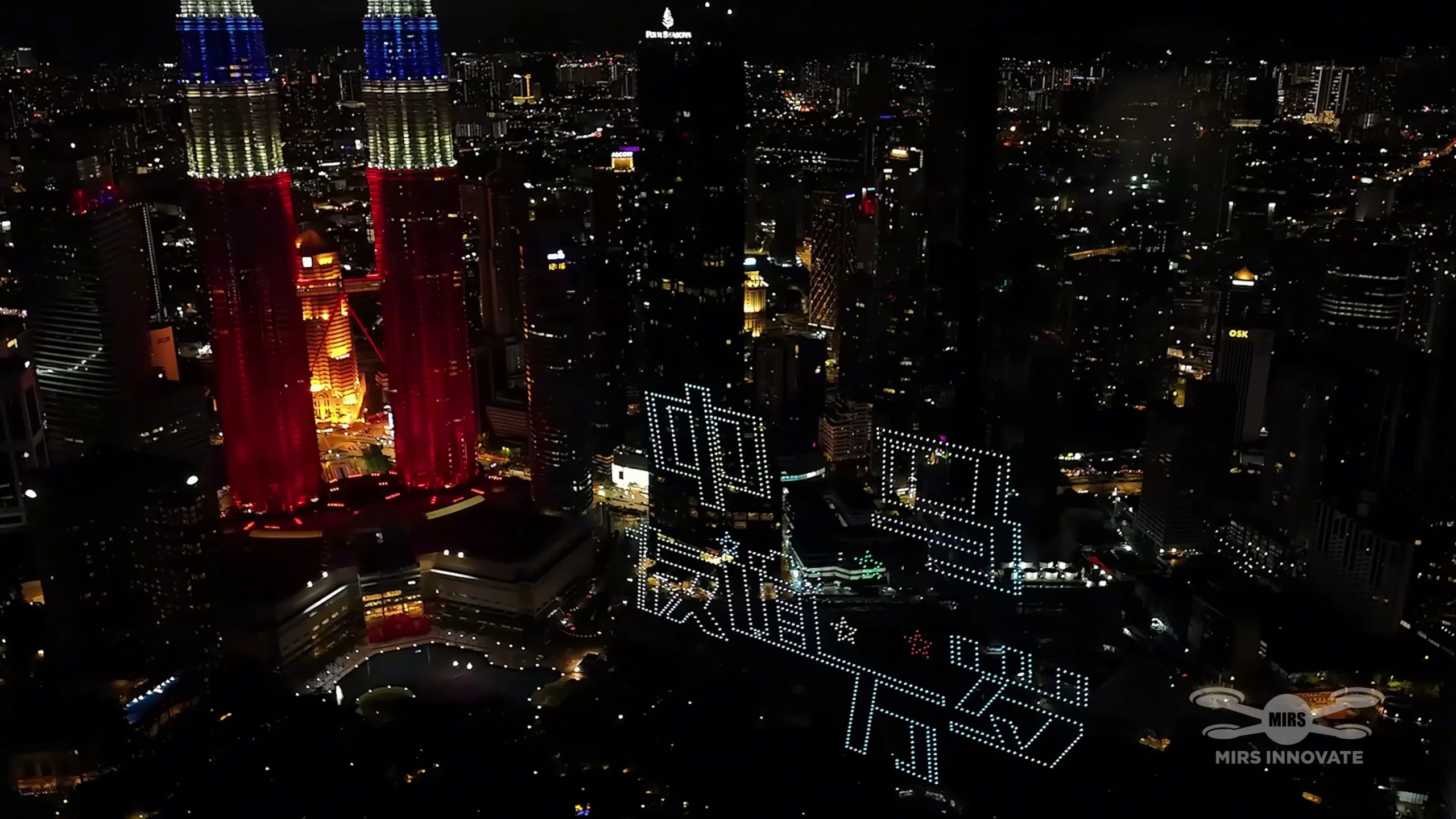 Chinese Characters Aerial Drone Formation KL Skyline Lunar New Year 2025 Kuala Lumpur