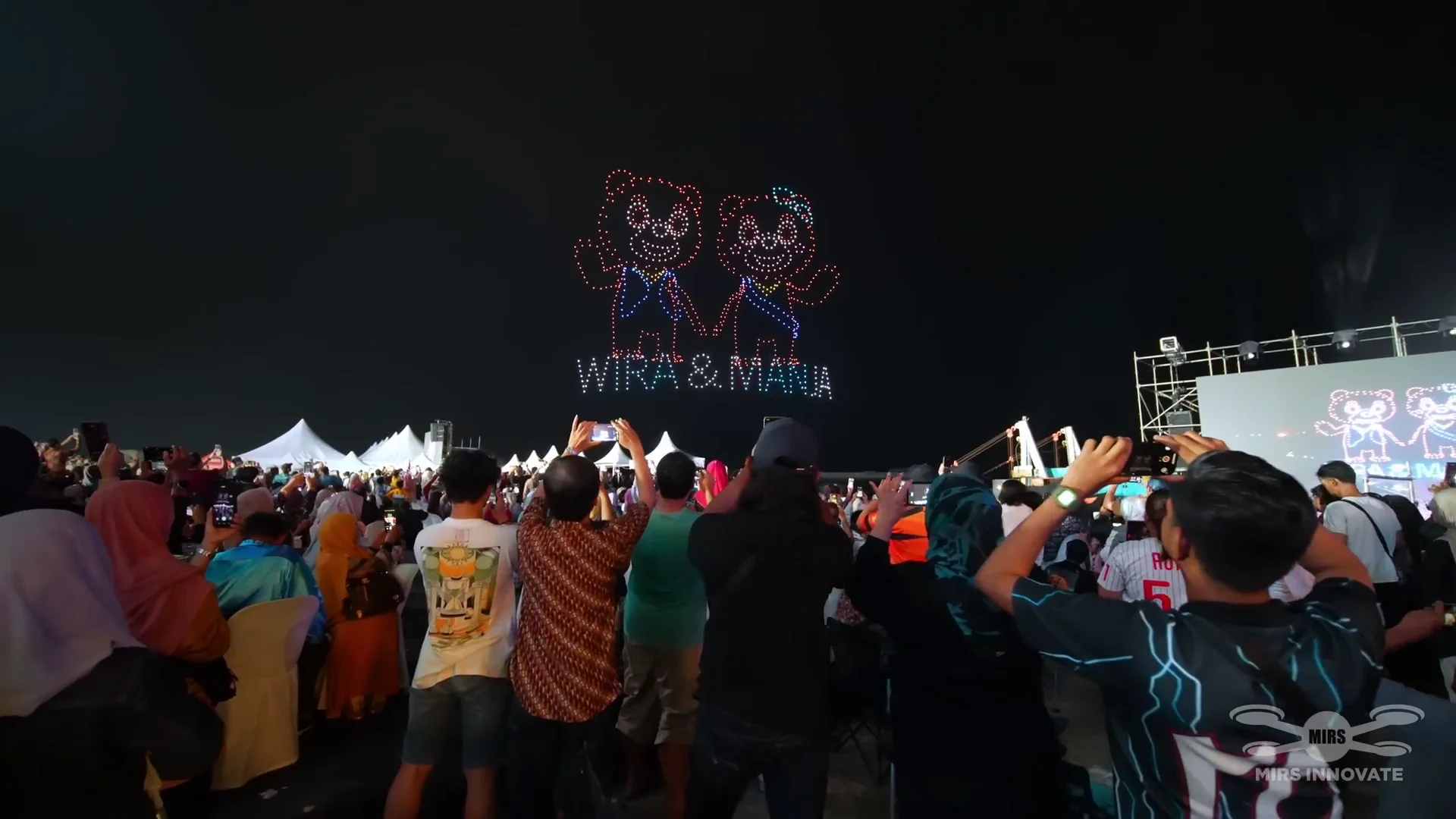 Wira and Manja mascot formation during the World Tourism Day 2025 drone show in Melaka
