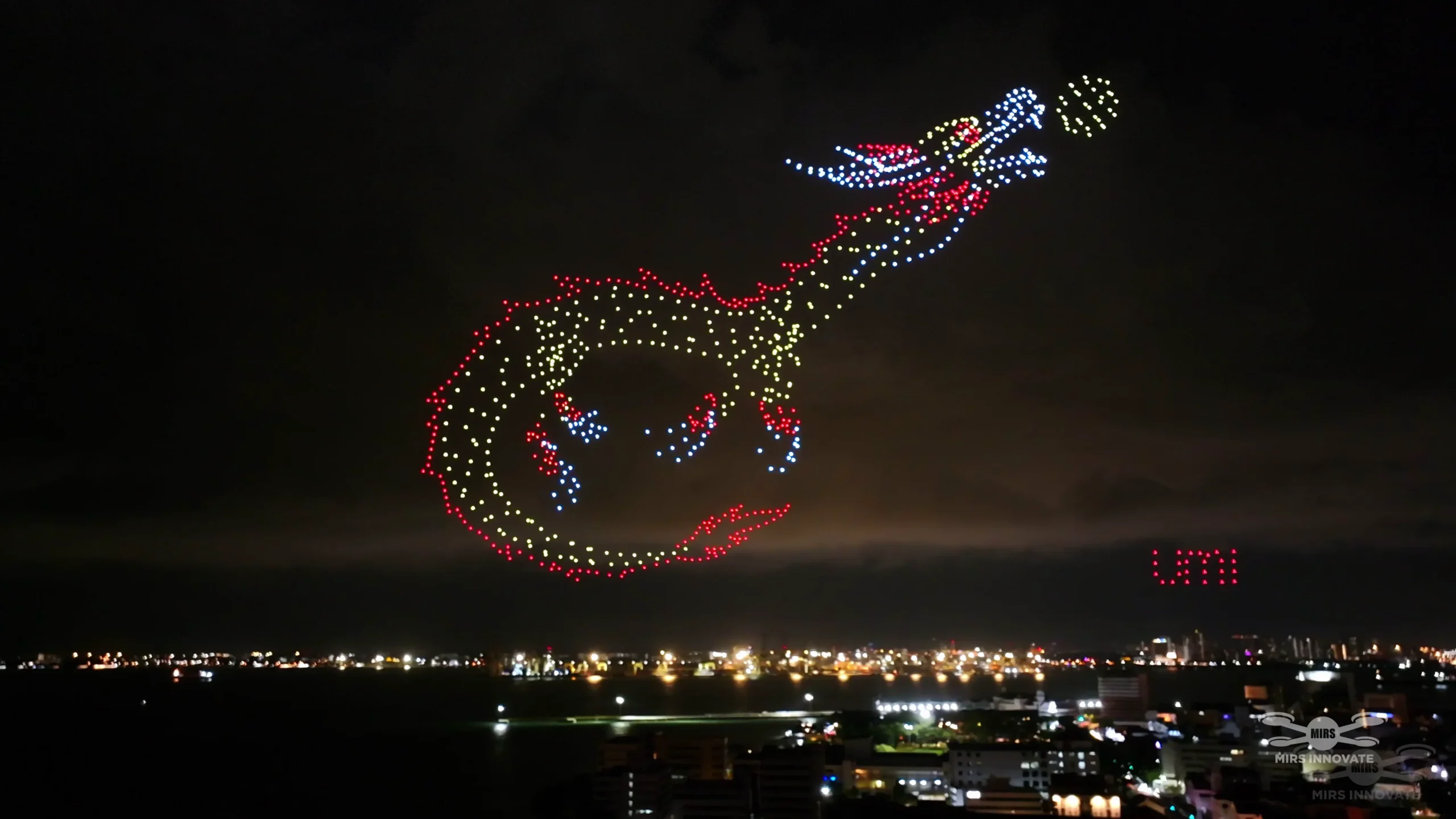 1,000 Drone Light Show George Town Penang Umi Umi Malaysia Dragon Formation