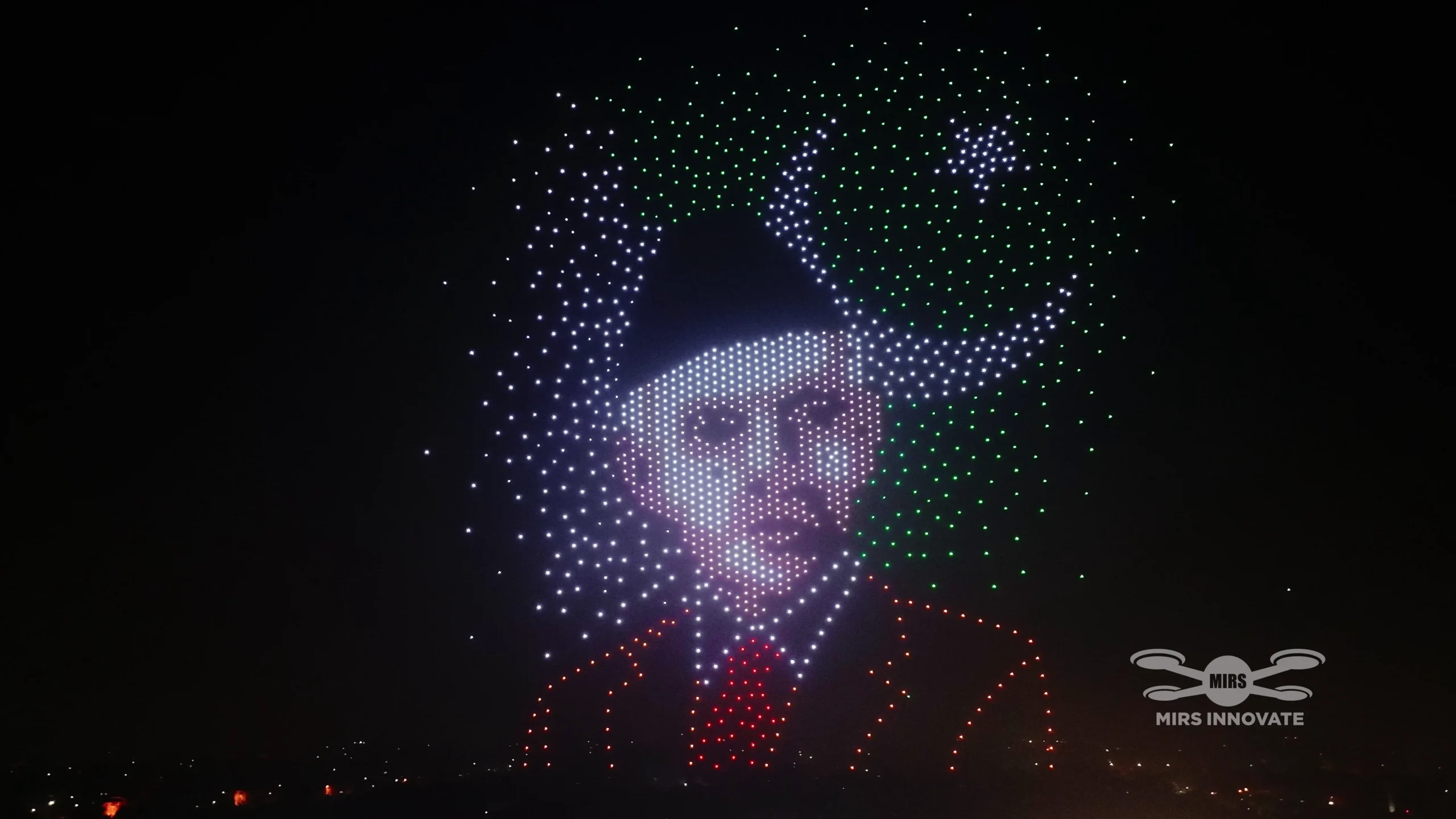 1,500 drones forming a portrait of Quaid-e-Azam Muhammad Ali Jinnah at the Horse & Cattle Show 2025 closing ceremony, Lahore