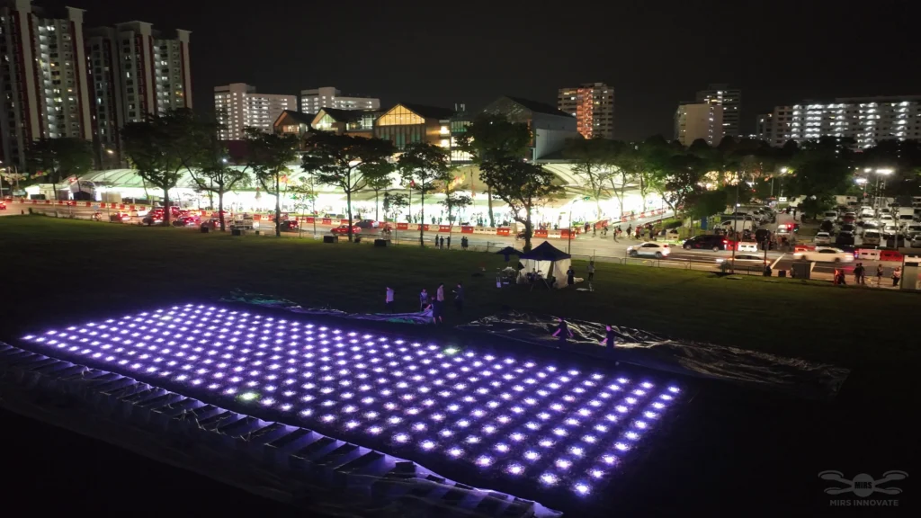 MIRS Drone Show singapore geylang serai bazaar raya overhead drone grid formation