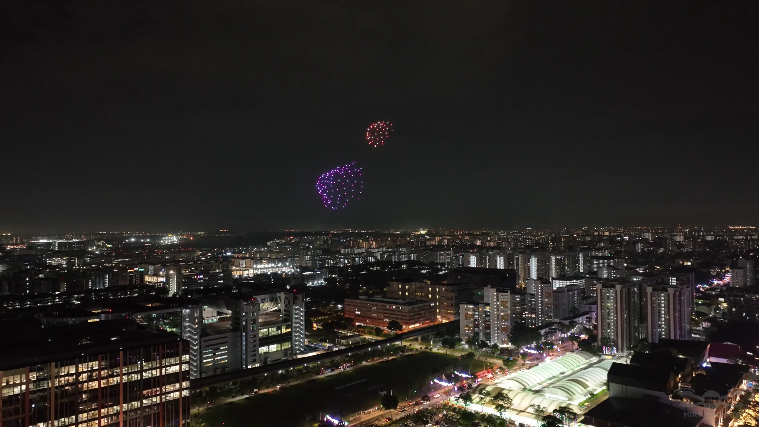 Selamat Ramadan drone text formation above Geylang Serai Singapore