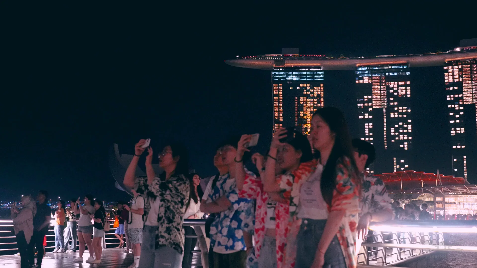 Hennessy Brand Promotion Crowd Watching Drone Show Marina Bay Sands Singapore