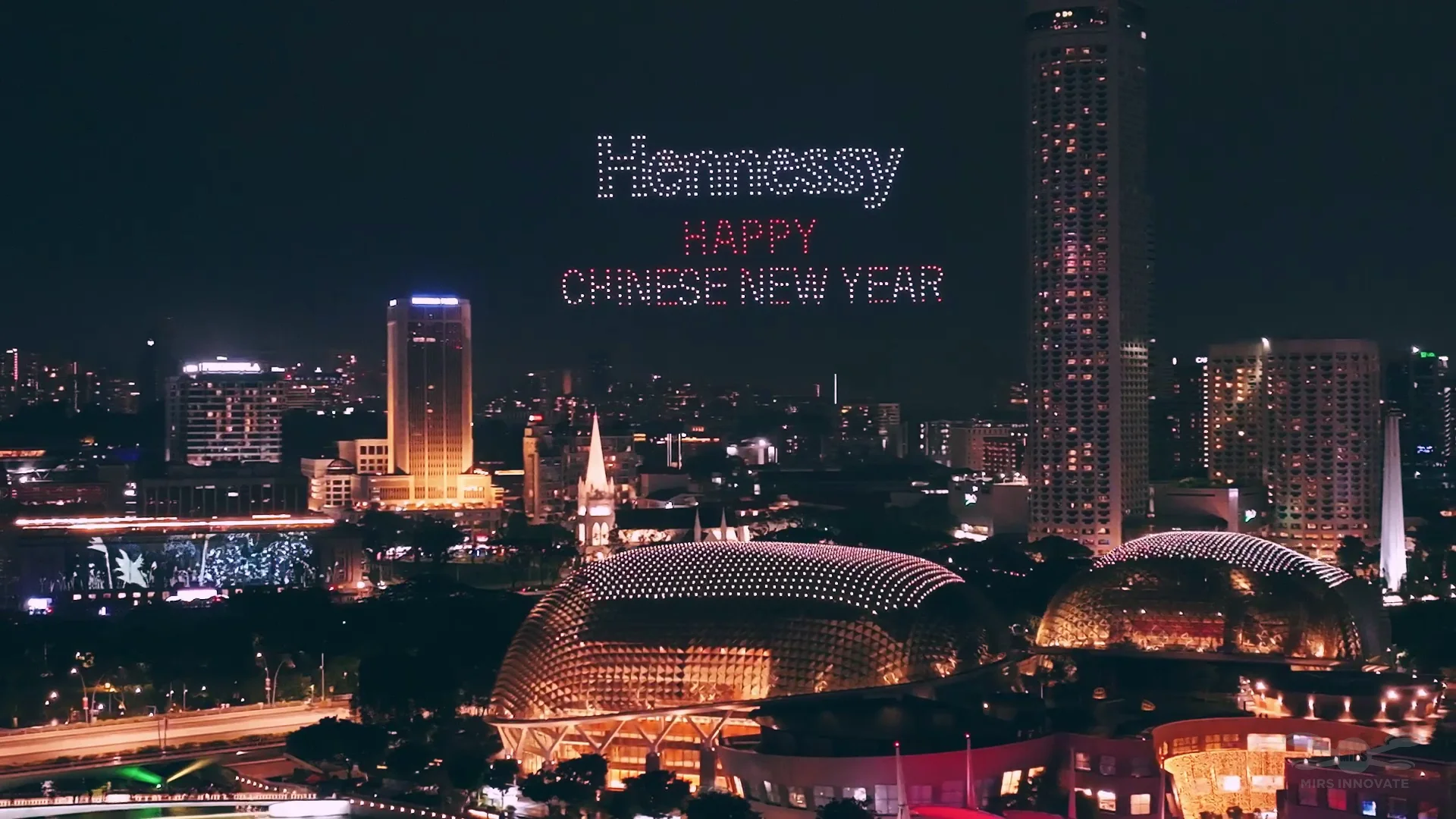 Hennessy Happy Chinese New Year Drone Text Formation Singapore Skyline Night