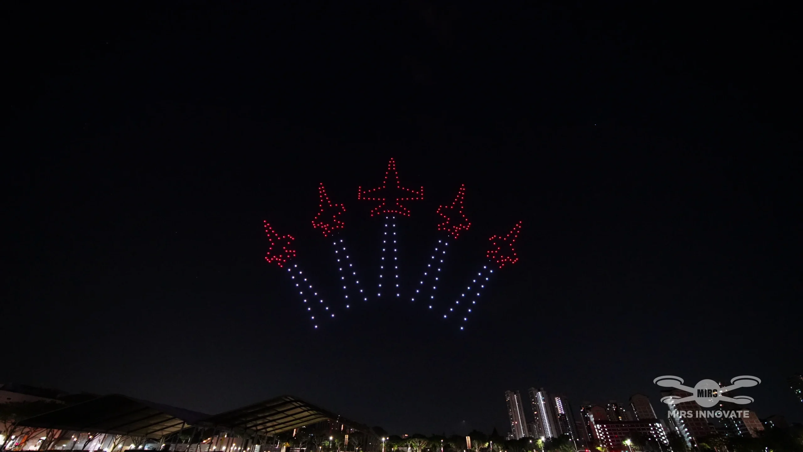 Five-star starburst drone formation for Singapore National Day 2024