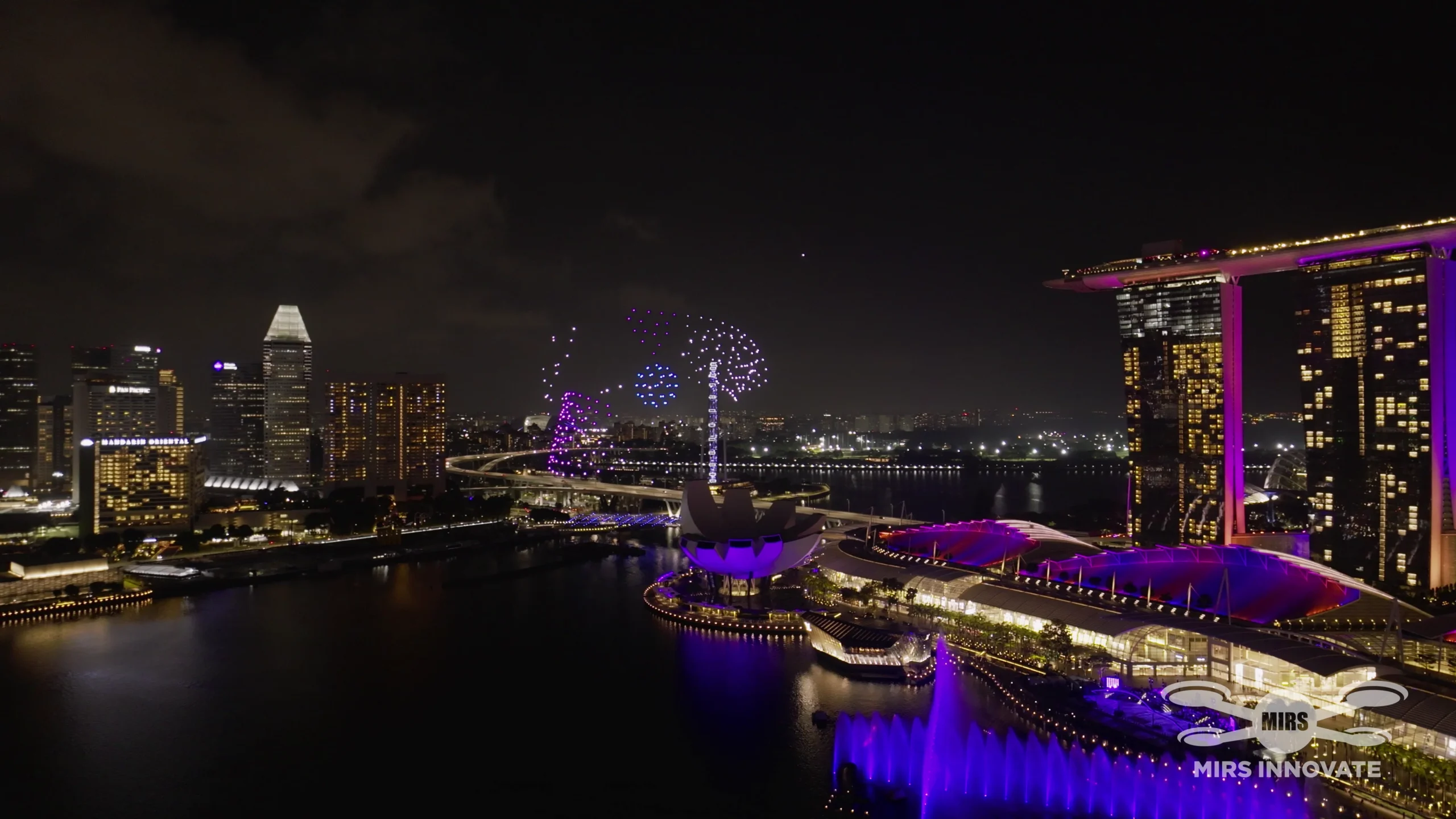 MIRS Drone Show singapore porsche product launch porsche drone formation fireworks marina bay aerial