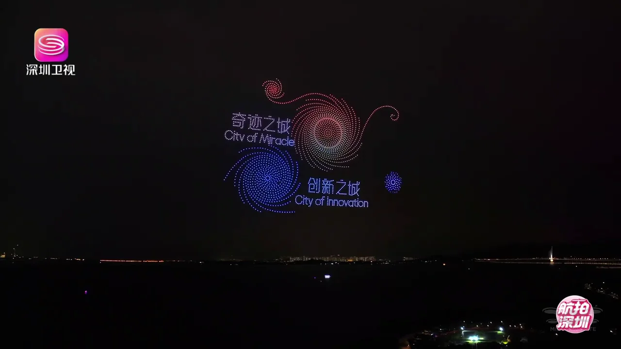 Large Chinese text formation created during the 10,197-drone record-scale display