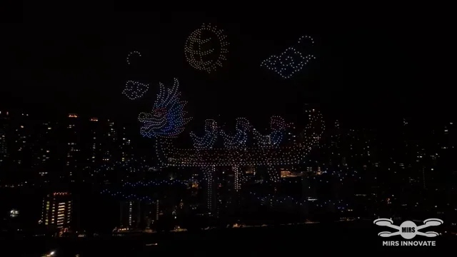 Multicolour drone formation above the Hong Kong skyline