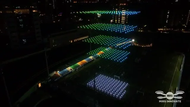 Aerial view of the drone grid prepared for the Sun Life Hong Kong brand promotion