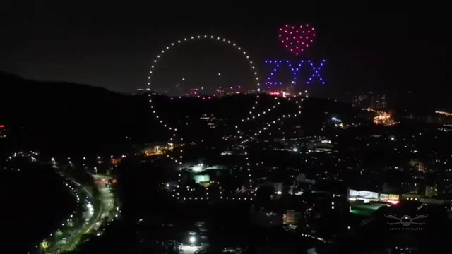 Heart and ribbon formation in a 250-drone overseas wedding proposal