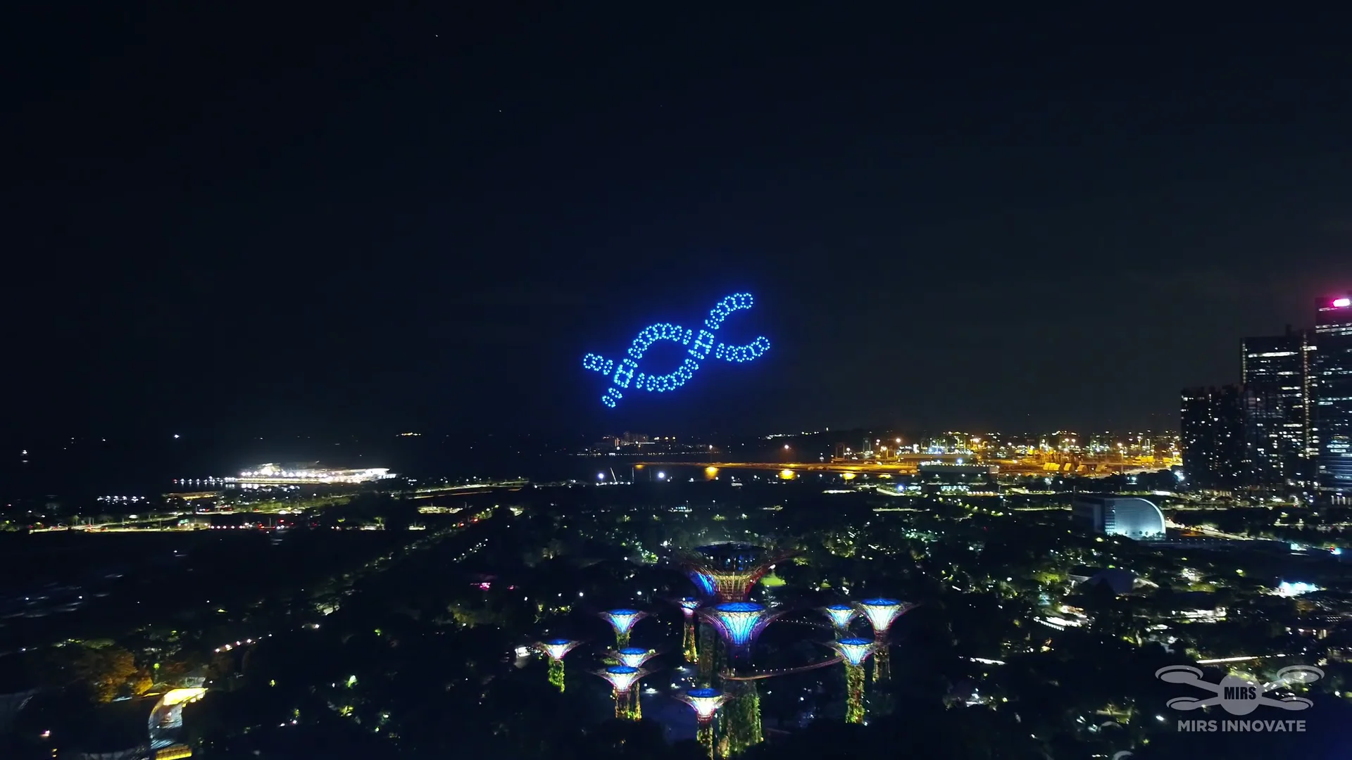 25th World Congress of Dermatology drone show Singapore - 25Th World Congress Dermatology Blue Dermatology Symbol Formation Gardens