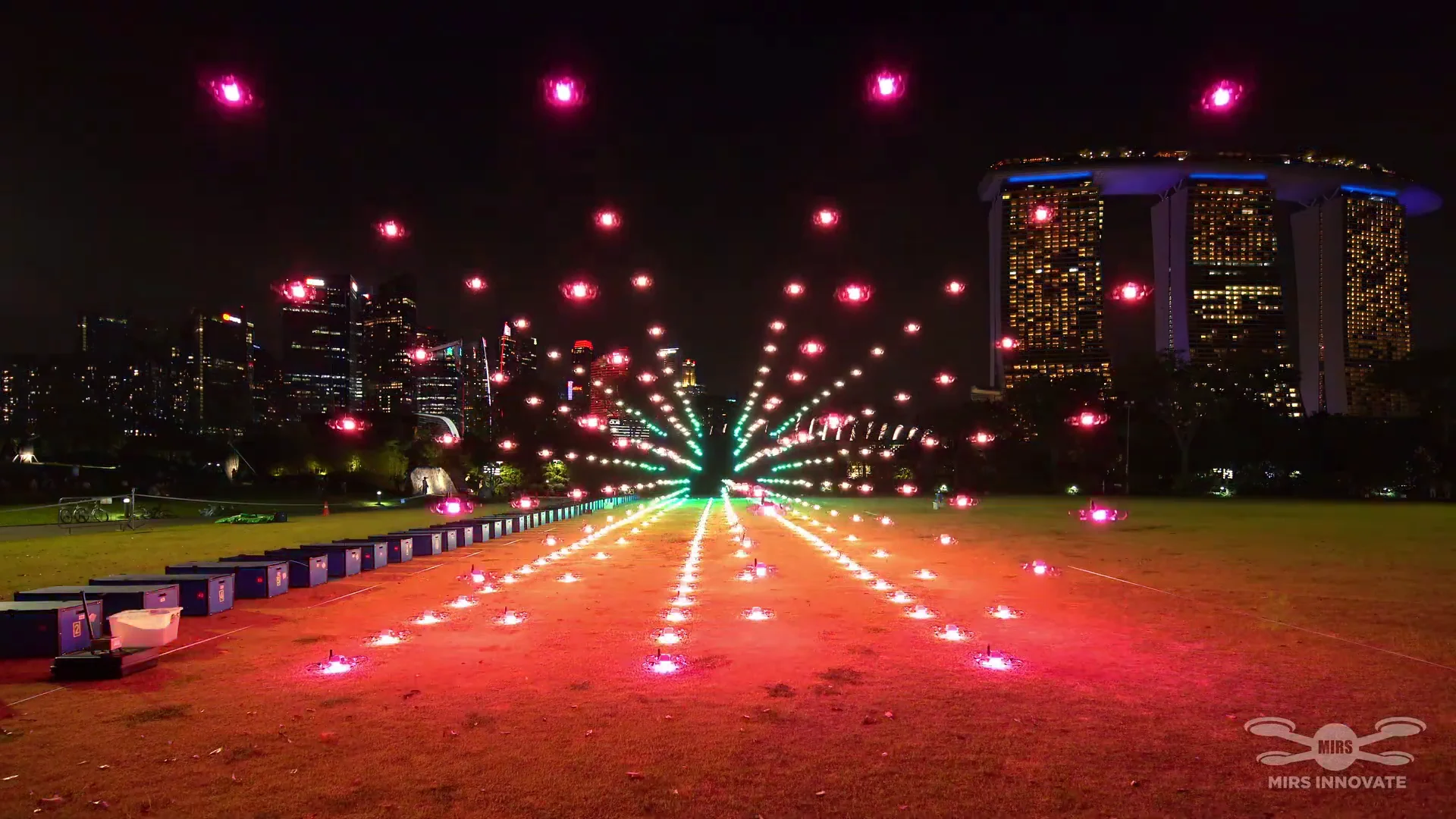 25th World Congress of Dermatology drone show Singapore - 25Th World Congress Dermatology Launch Light Trails Marina Bay