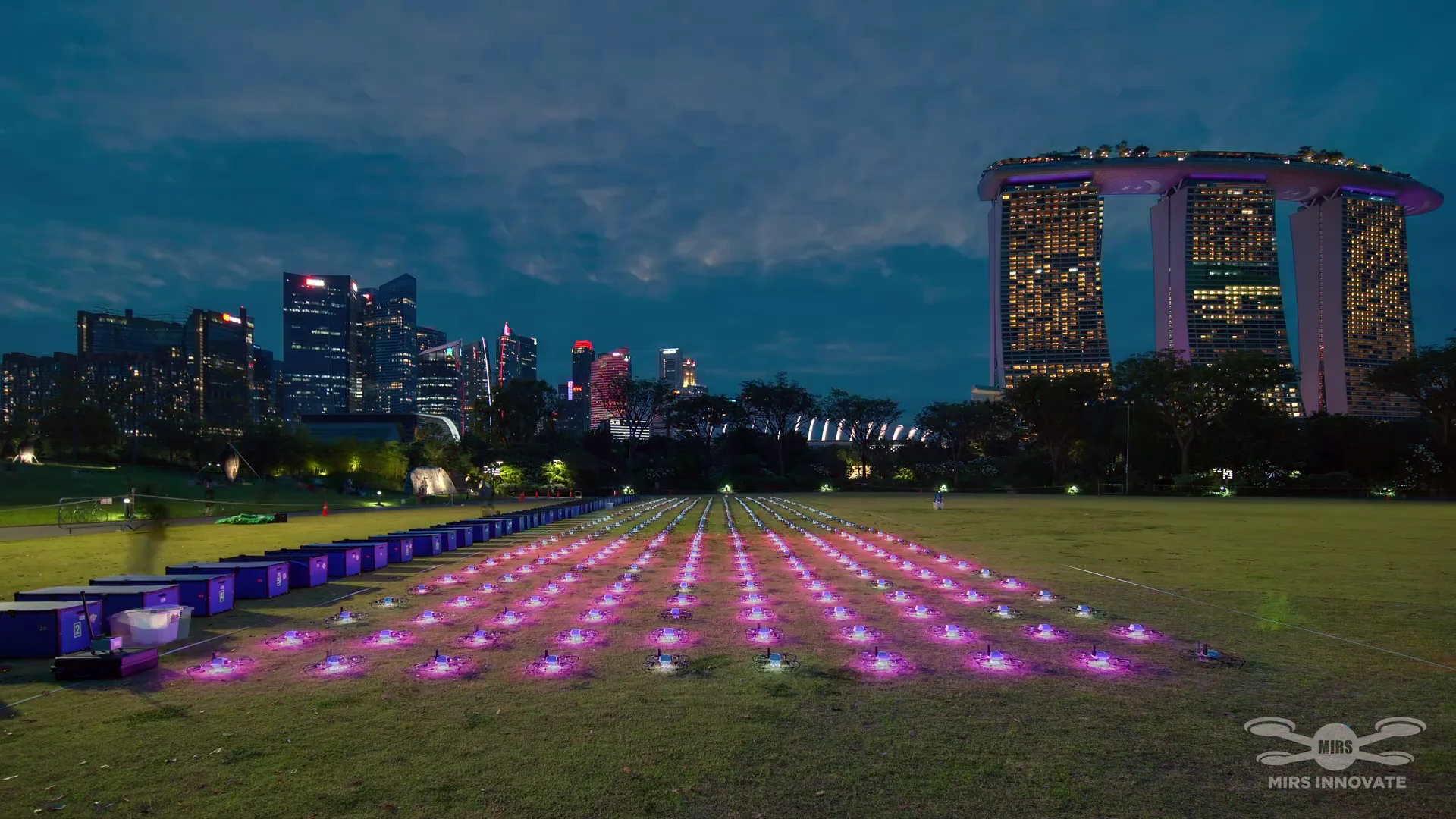 25th World Congress of Dermatology drone show Singapore - 25Th World Congress Dermatology Illuminated Grid Marina Bay Sands