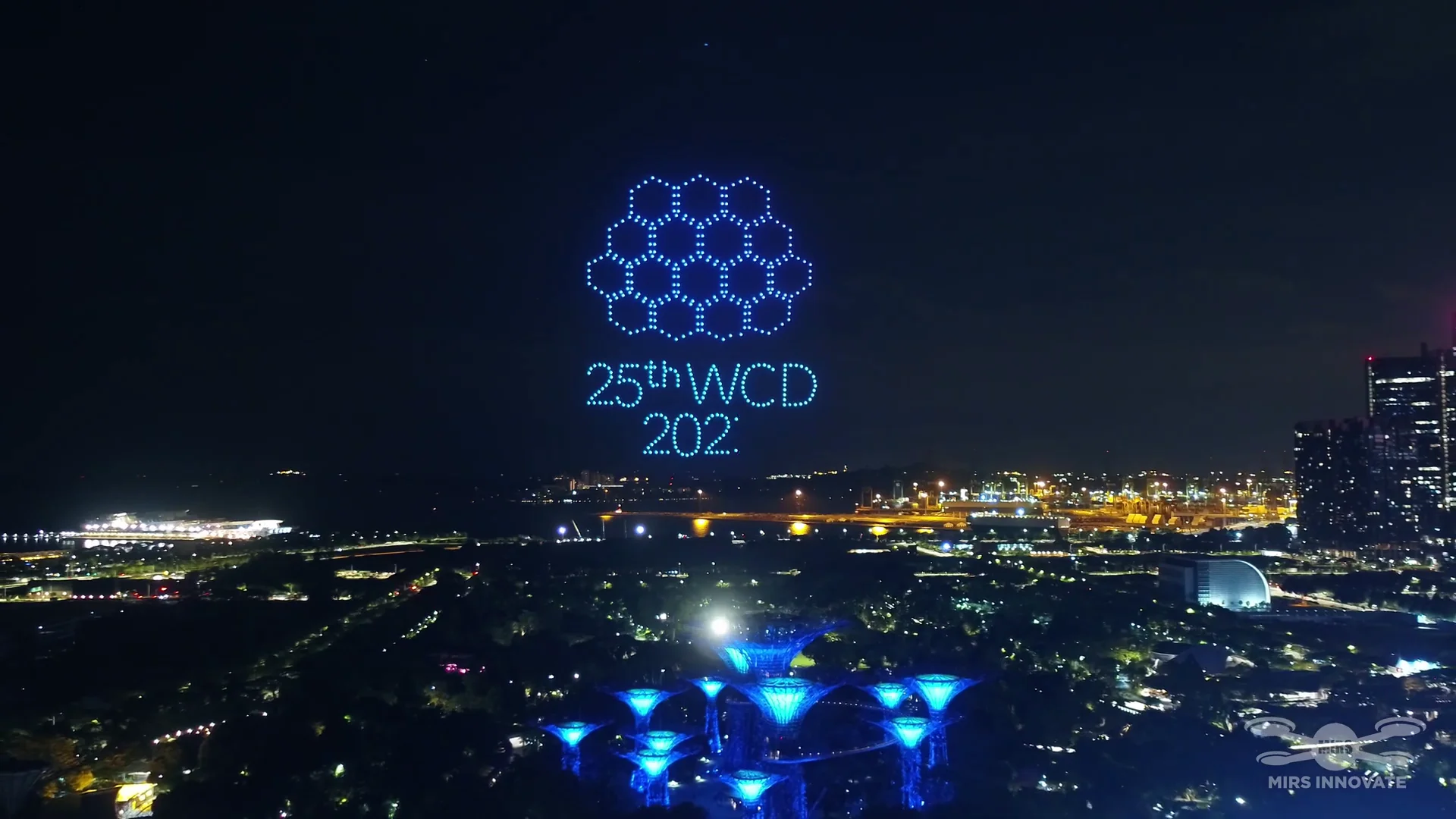 25th World Congress of Dermatology drone show Singapore - 25Th World Congress Dermatology Wcd Hexagon Logo Formation Gardens