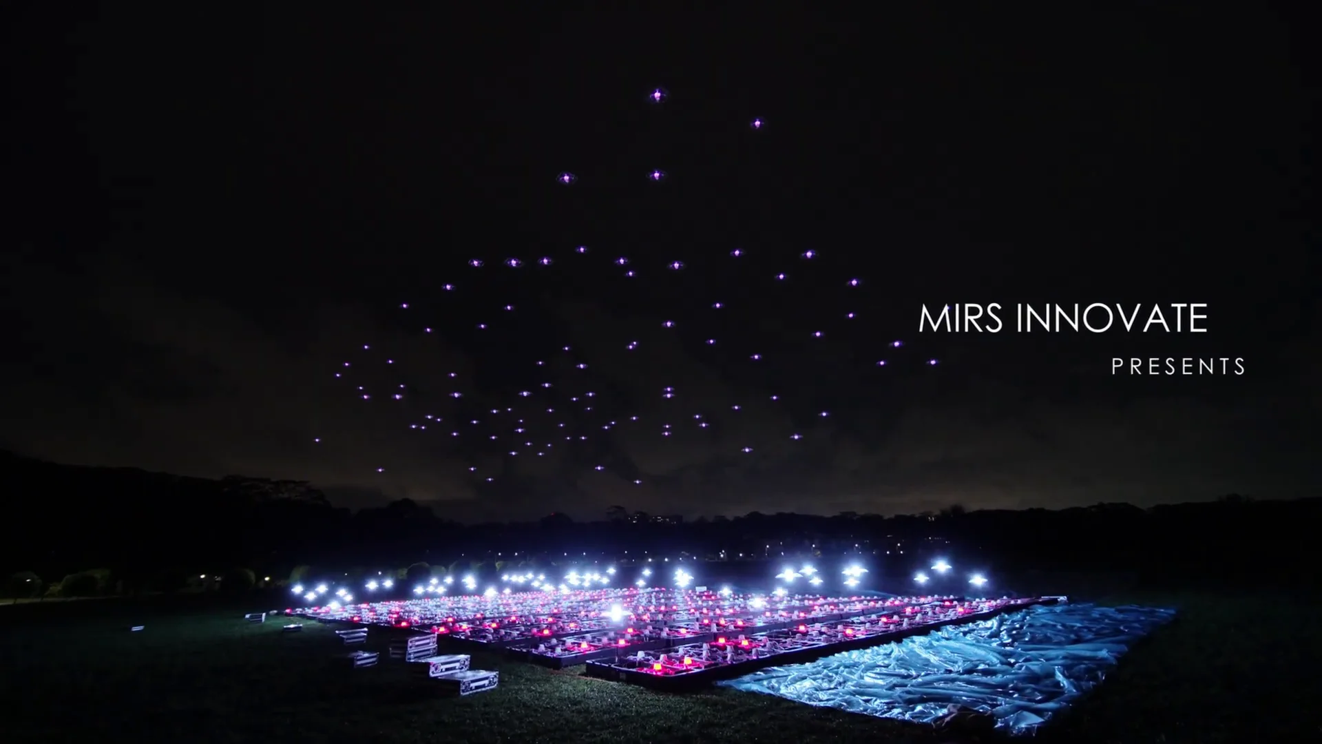 Drone launch grid at Old Holland Road before the Christmas drone show in Singapore