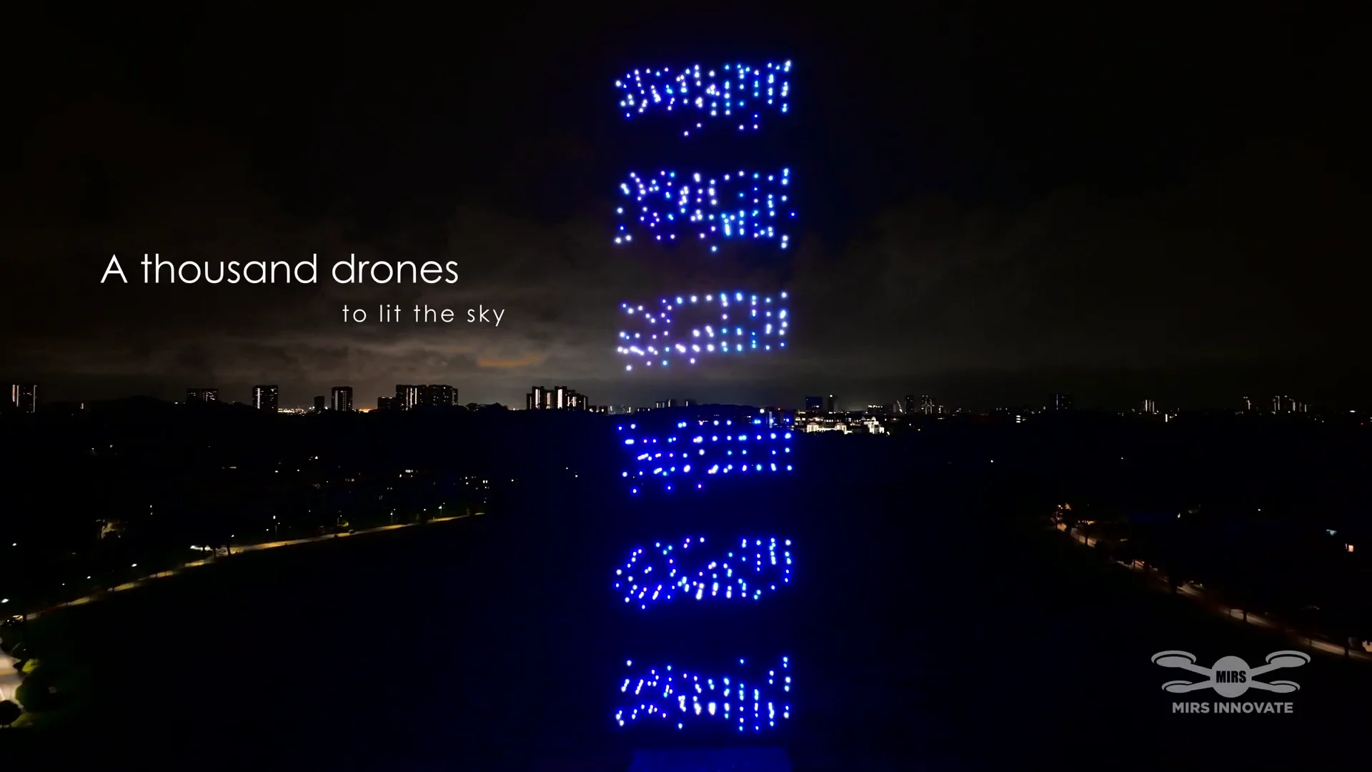 One thousand drones text formation at the Christmas celebration in Singapore