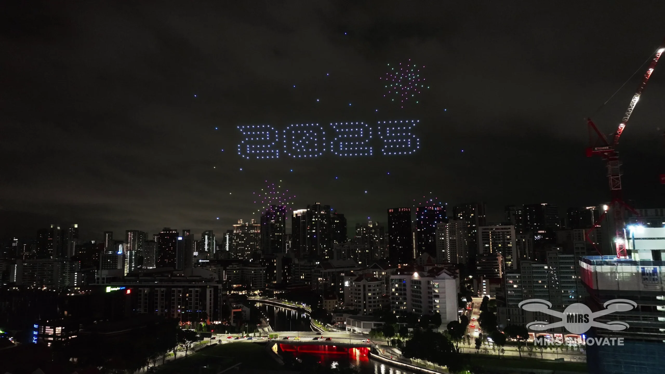 2025 text drone formation for Chinese New Year Eve at Clarke Quay Singapore