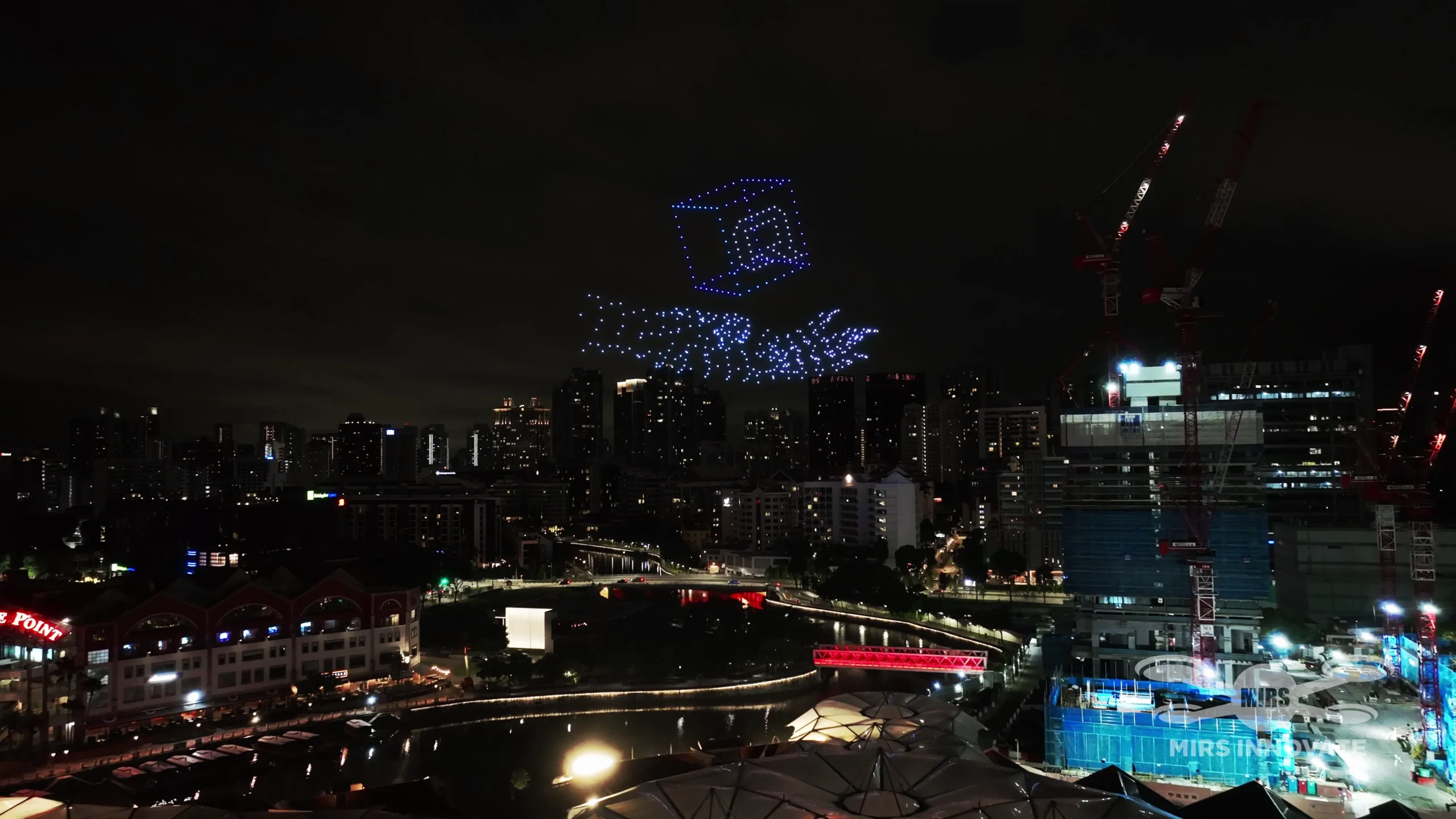 City skyline drone formation for CQ Chinese New Year Eve Singapore