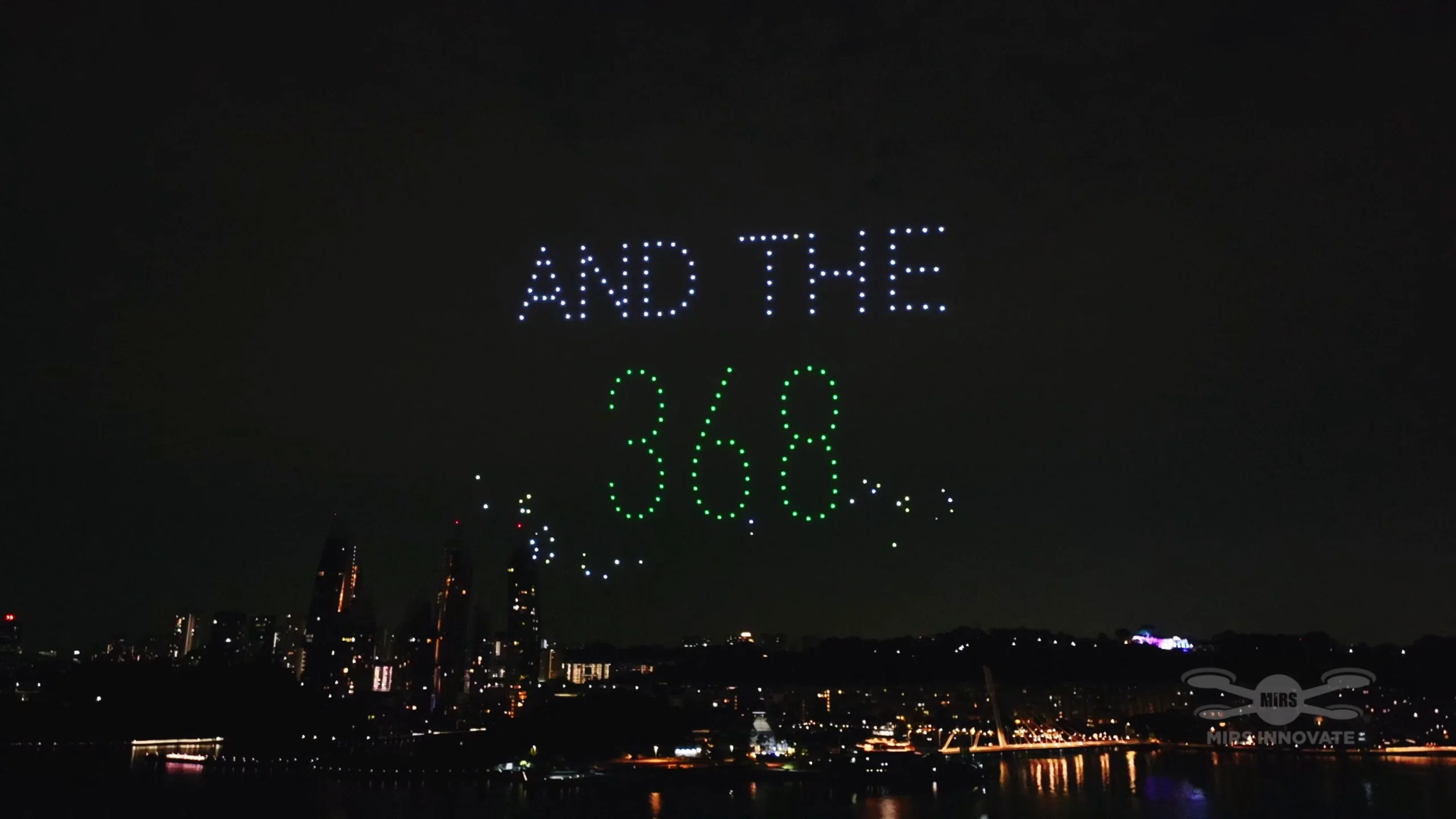 AND THE 360 text formation at the Deloitte Big Bash 2026 drone light show in Singapore