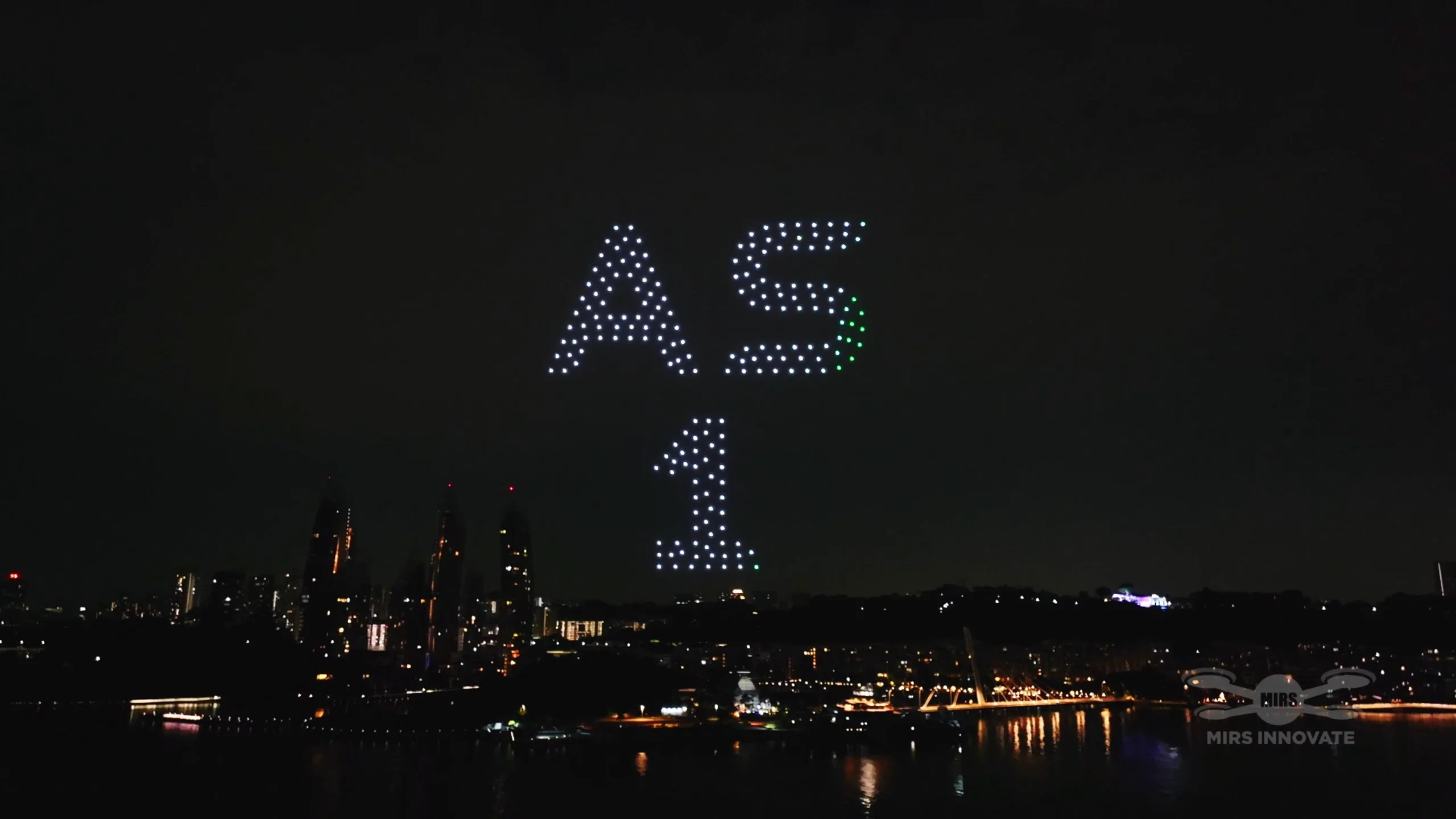 AS 1 text formation at the Deloitte Big Bash 2026 drone light show in Singapore