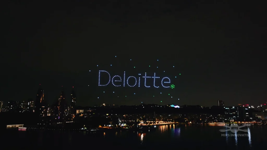 Deloitte logo formed by 200 drones at the Singapore Big Bash 2026 family day