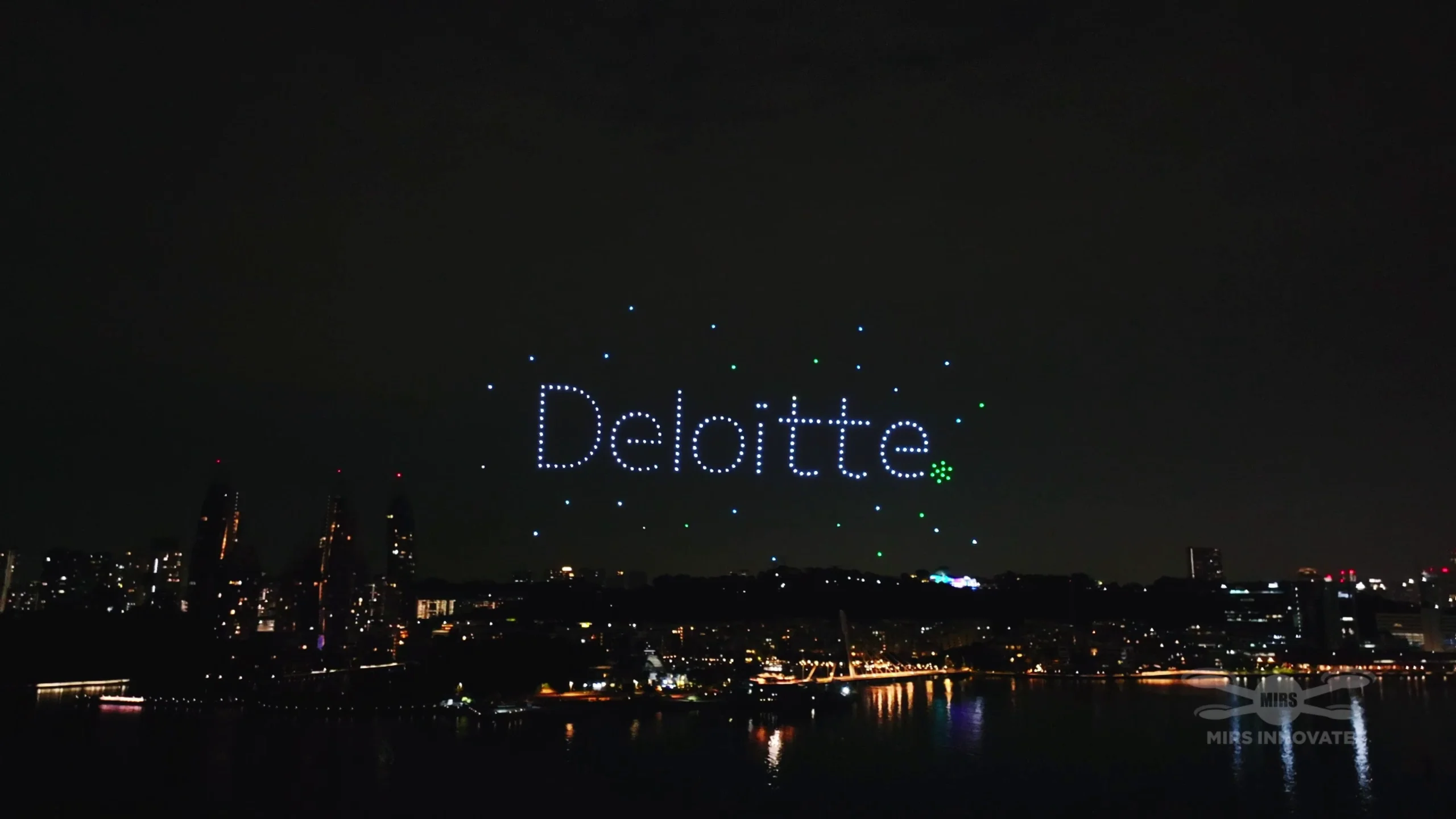 Deloitte logo formation at the Big Bash 2026 drone light show in Singapore