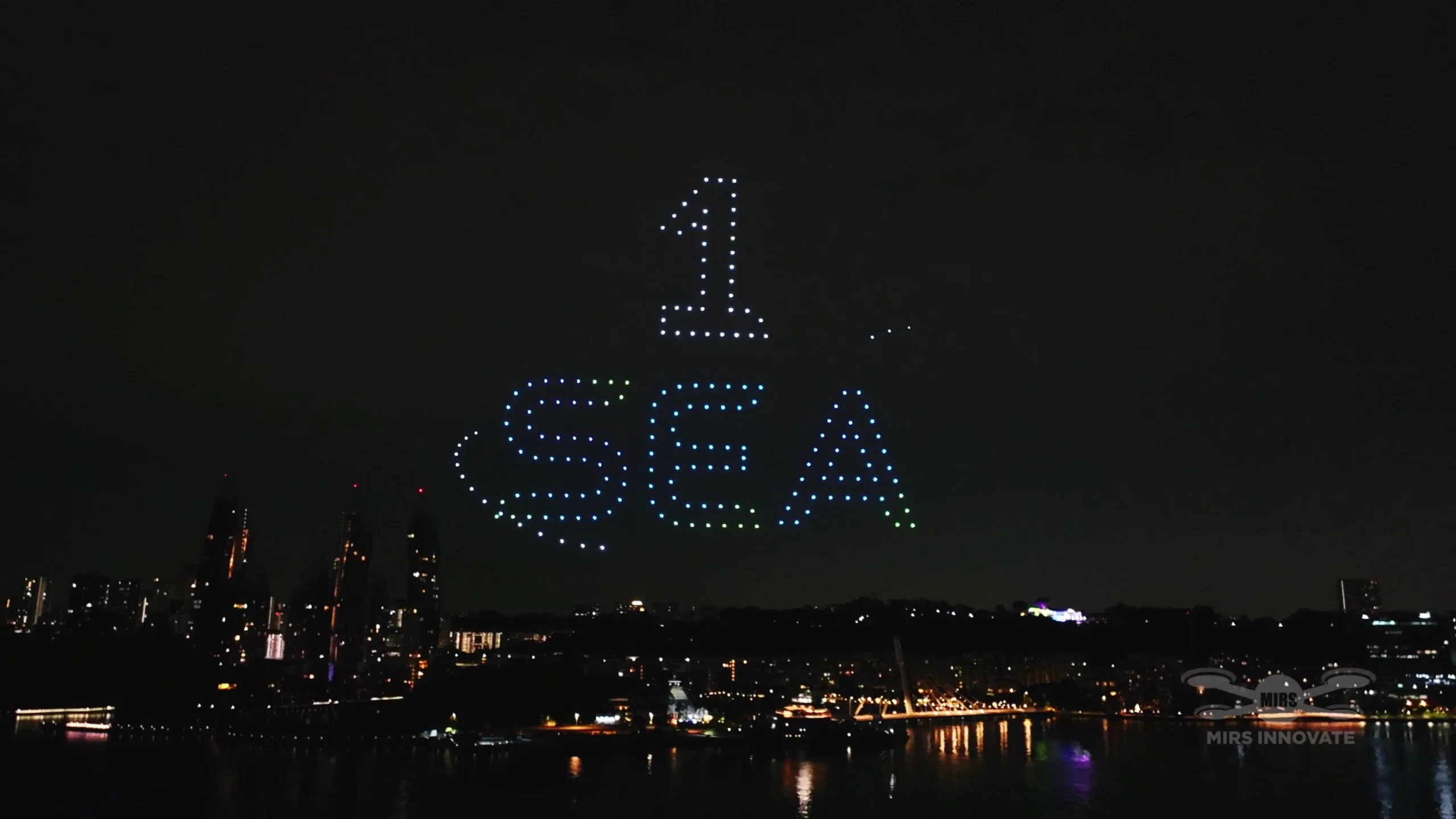 1 SEA text formation at the Deloitte Big Bash 2026 drone light show in Singapore