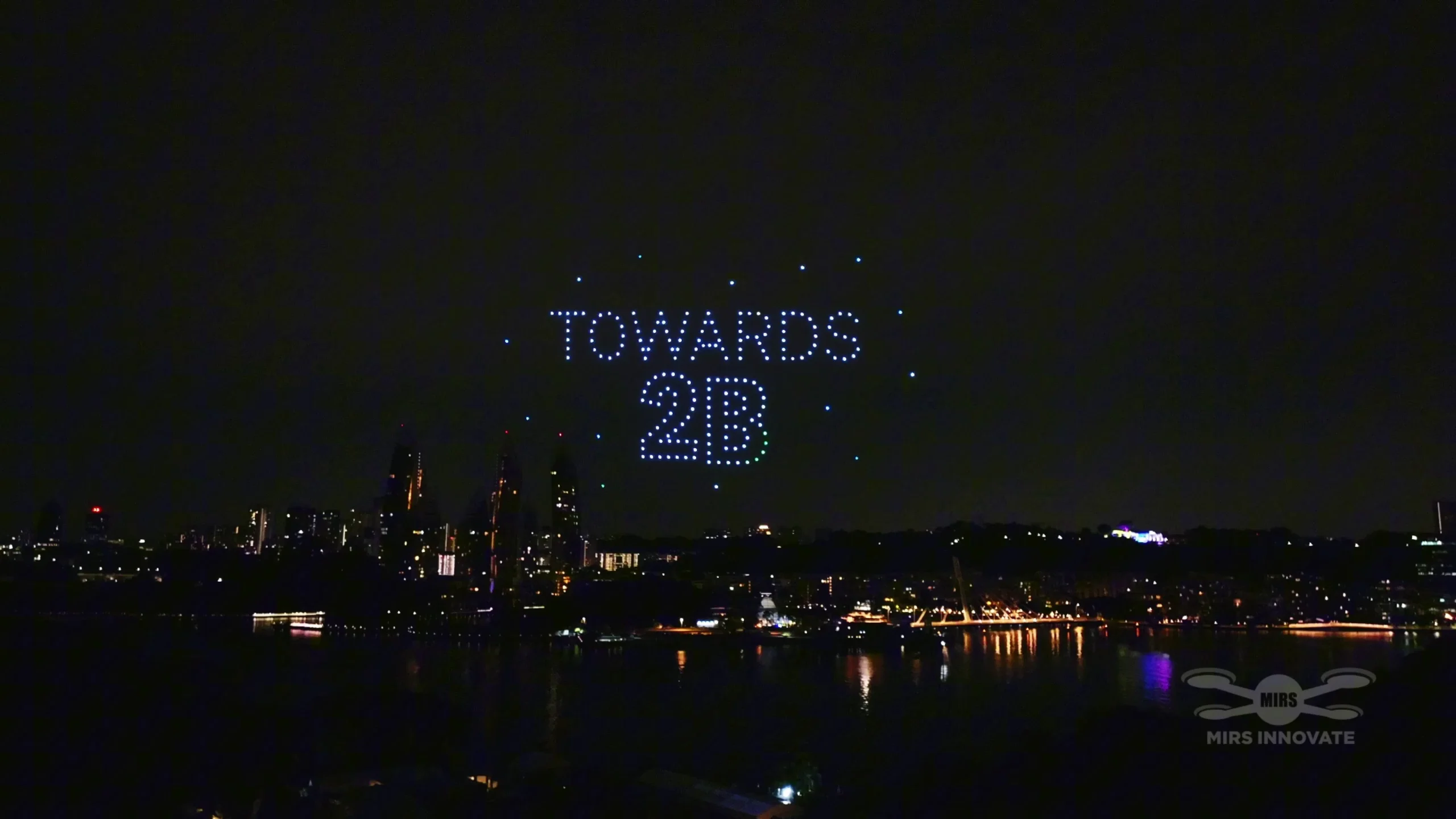 TOWARDS 2B text formation at the Deloitte Big Bash 2026 drone light show in Singapore