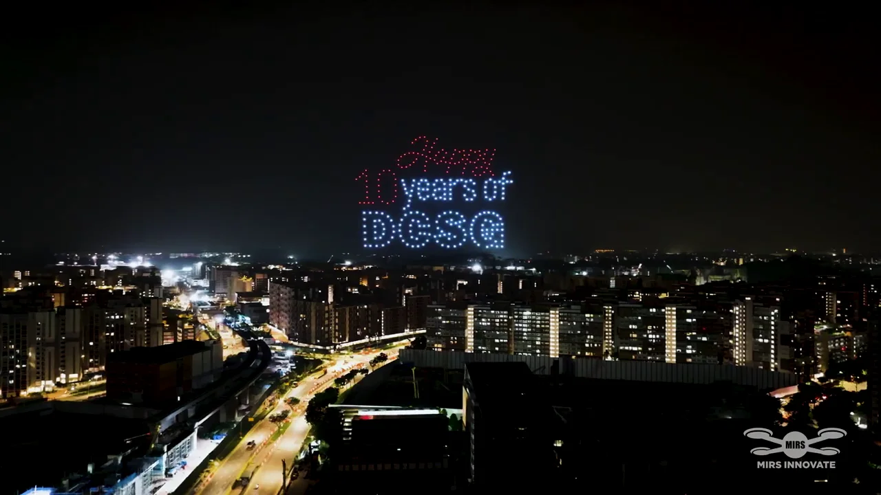 Happy anniversary text drone formation for Dulwich College Singapore