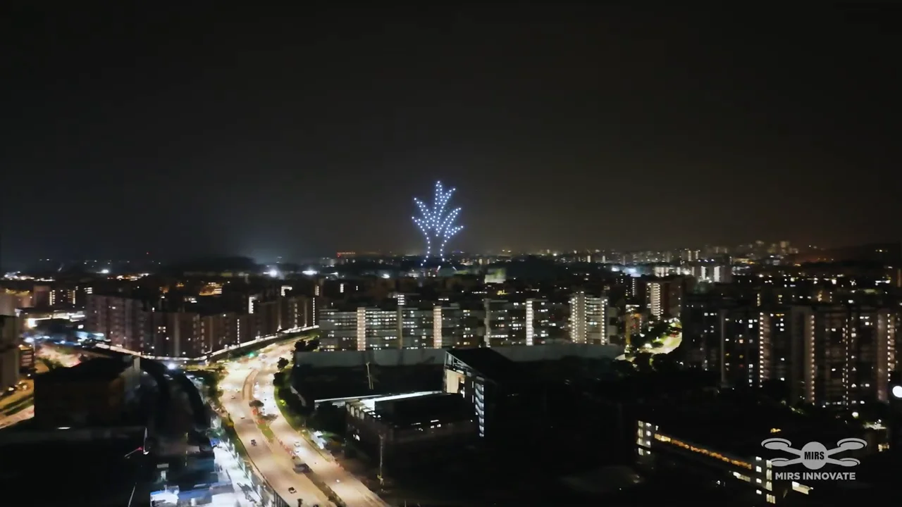 Leaf and tree drone formation for the Dulwich College Singapore anniversary