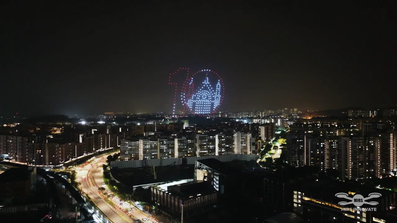 Dulwich College Singapore 10th anniversary crest drone formation
